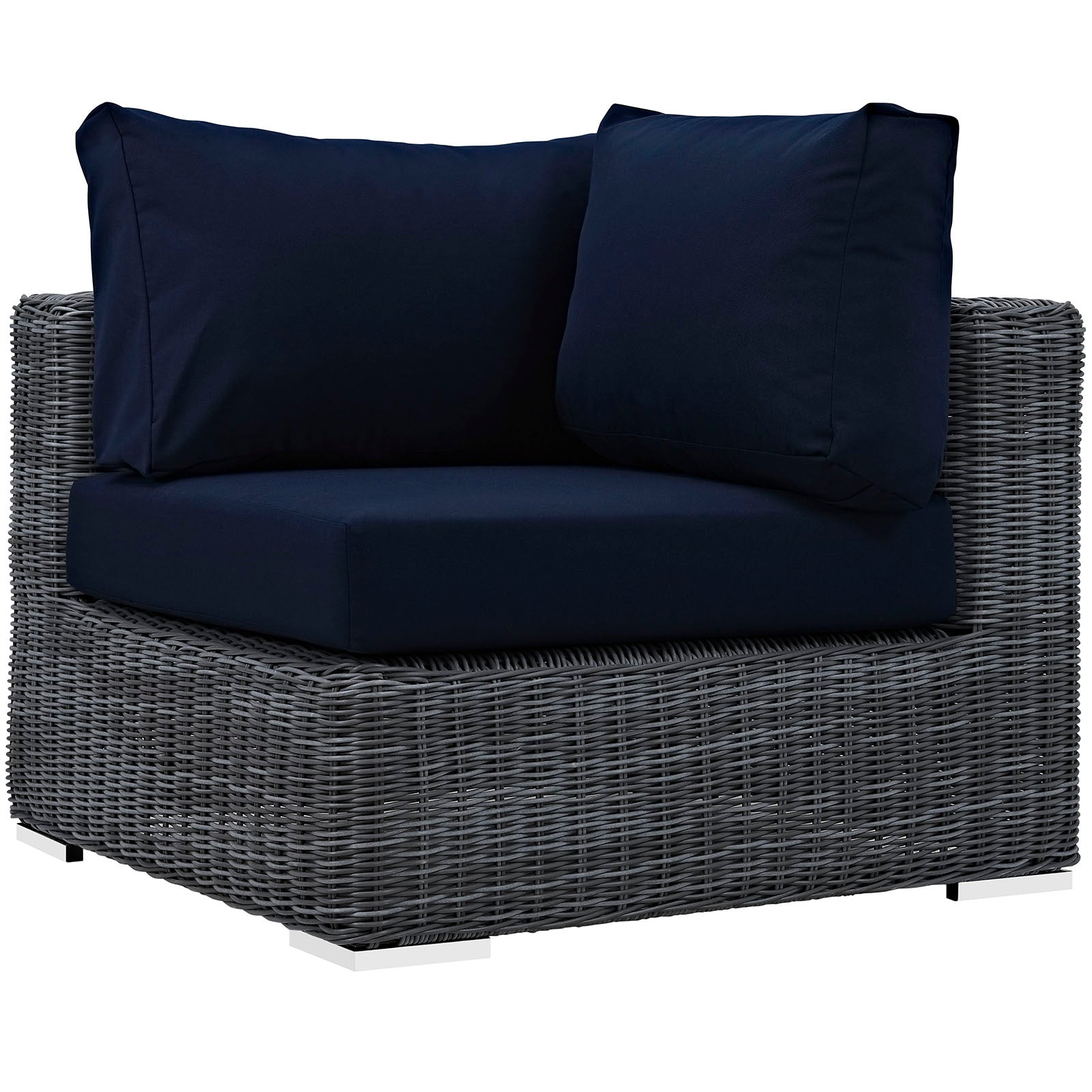 Modway Outdoor Chairs - Summon Outdoor Corner Sofa Canvas Navy