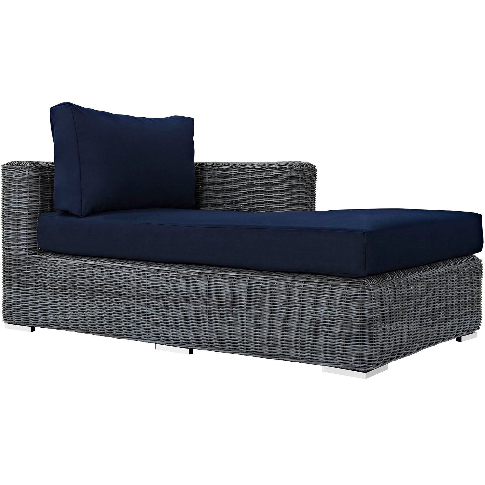 Modway Patio Daybeds - Summon Outdoor Patio Sunbrella Right Arm Chaise Canvas Navy