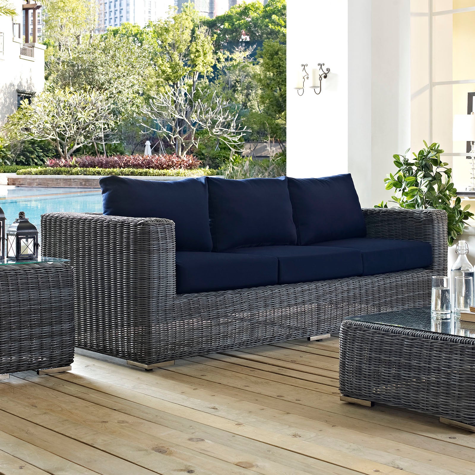 Summon Outdoor Sofa Canvas Navy