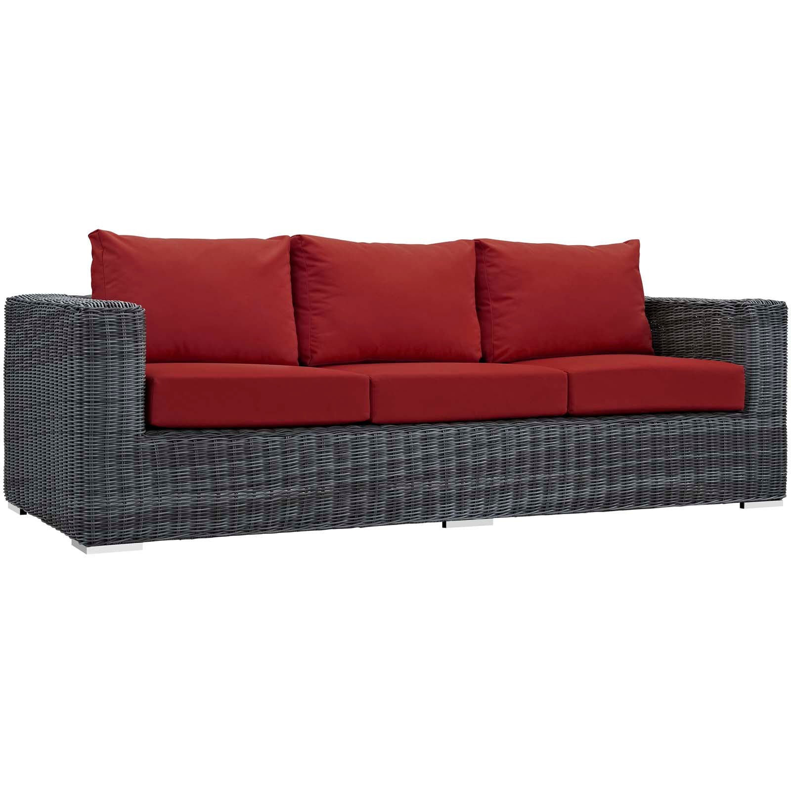 Modway Outdoor Sofas - Summon Outdoor Patio Sunbrella Sofa Canvas Red