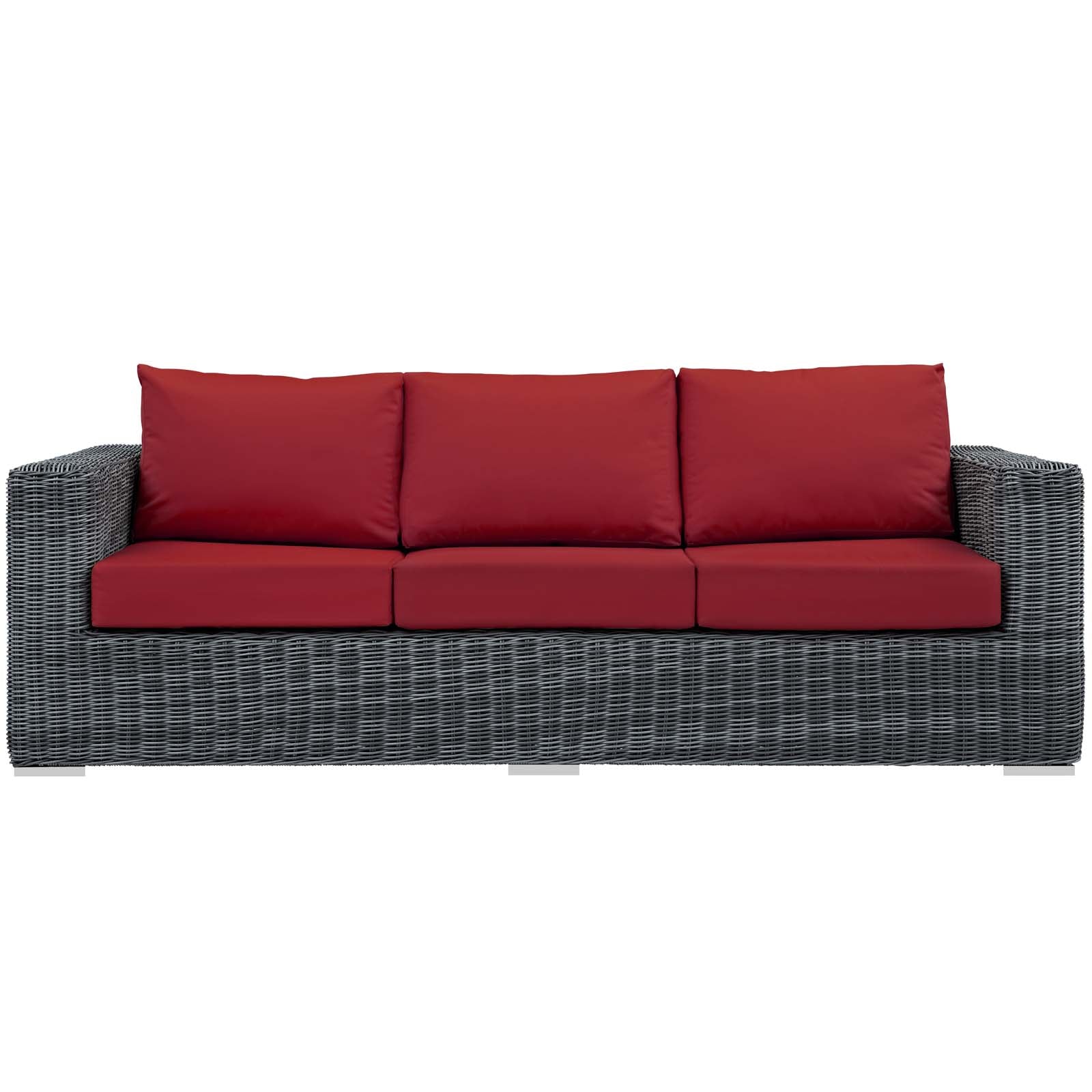 Modway Outdoor Sofas - Summon Outdoor Patio Sunbrella Sofa Canvas Red