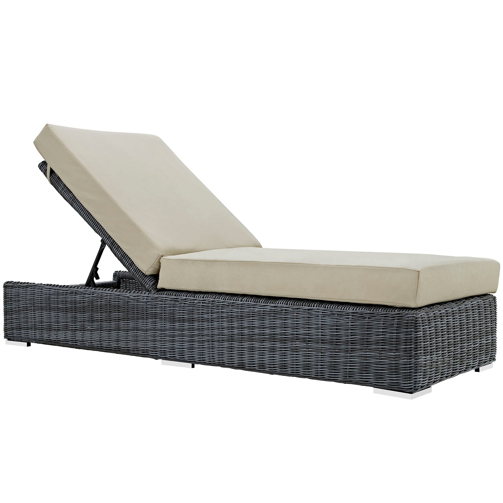 Modway Outdoor Loungers - Summon Outdoor Patio Sunbrella Chaise Lounge Canvas Antique Beige