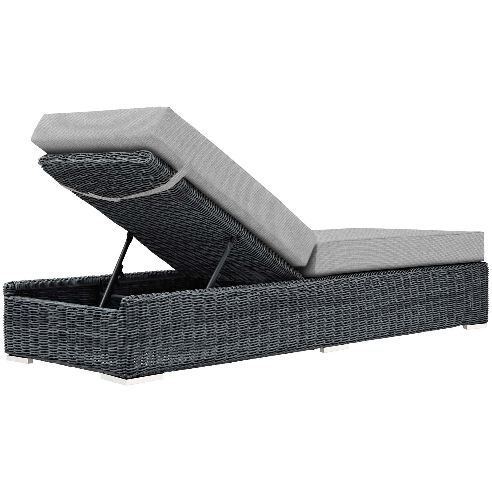 Modway Outdoor Loungers - Summon Outdoor Patio Sunbrella Chaise Lounge Canvas Gray