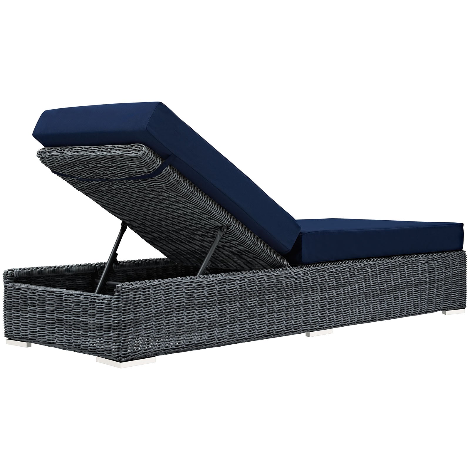 Modway Outdoor Loungers - Summon Outdoor Patio Sunbrella Chaise Lounge Canvas Navy