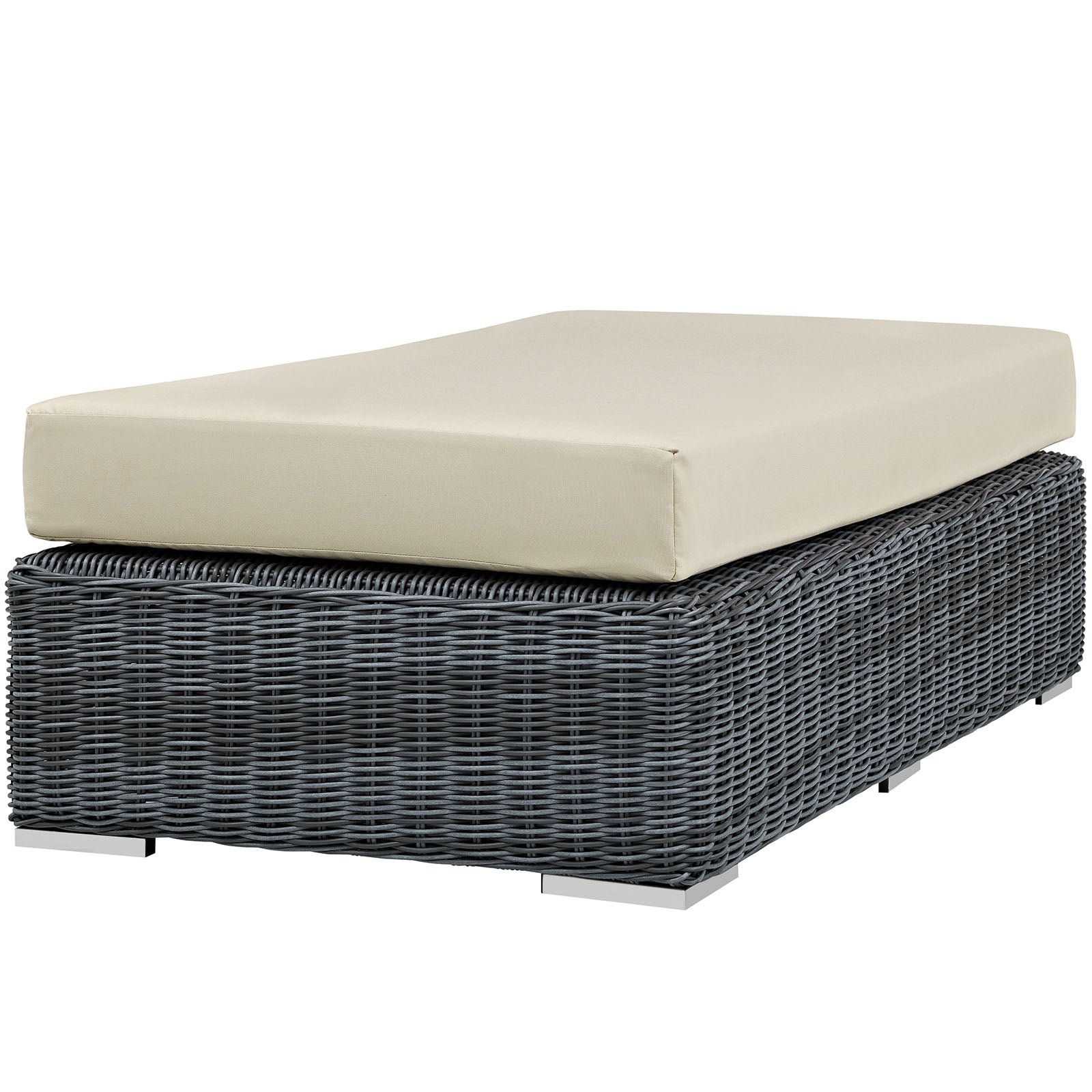 Modway Outdoor Stools & Benches - Summon Outdoor Patio Rectangle Ottoman Canvas Antique Beige