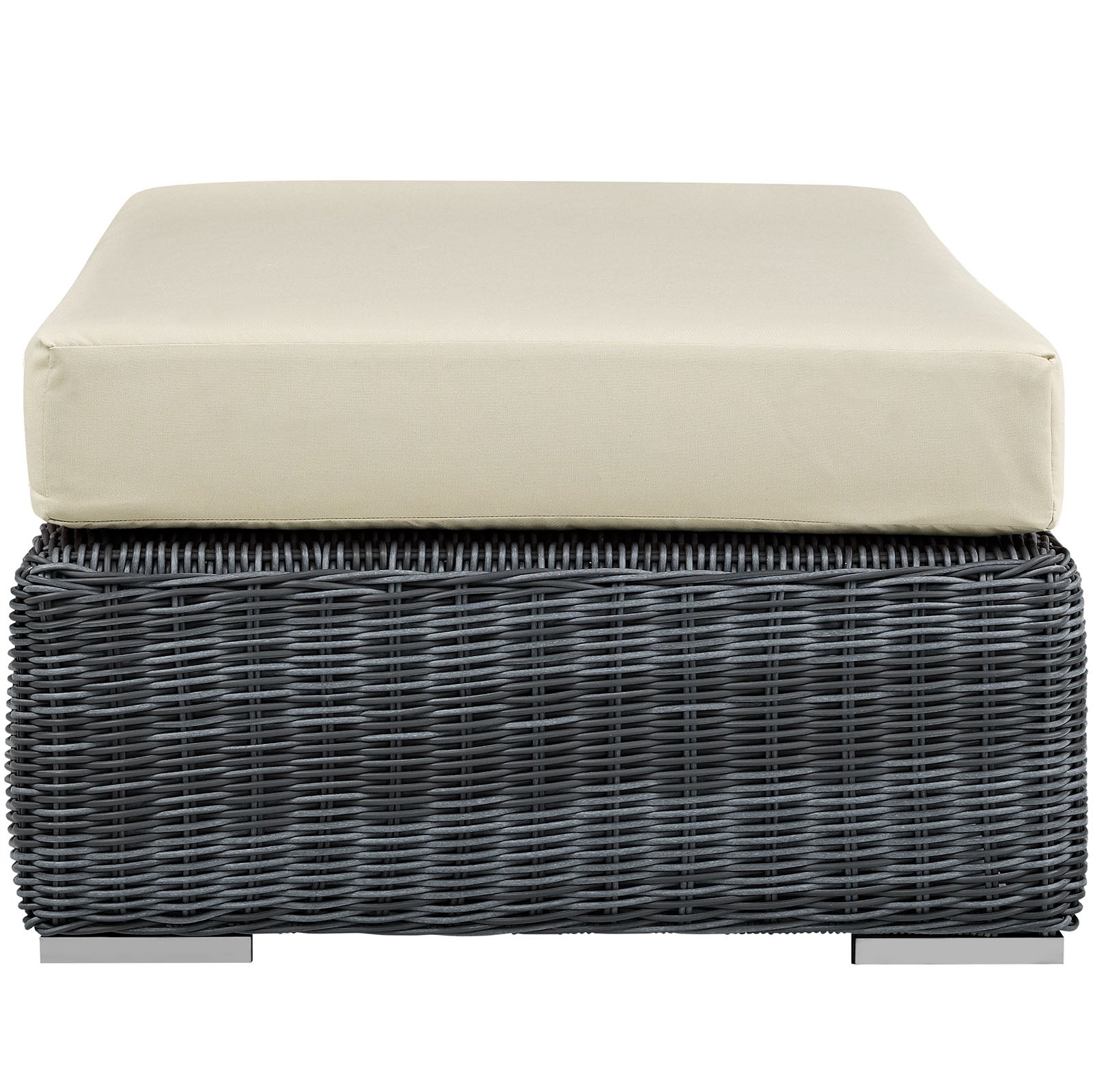 Modway Outdoor Stools & Benches - Summon Outdoor Patio Rectangle Ottoman Canvas Antique Beige