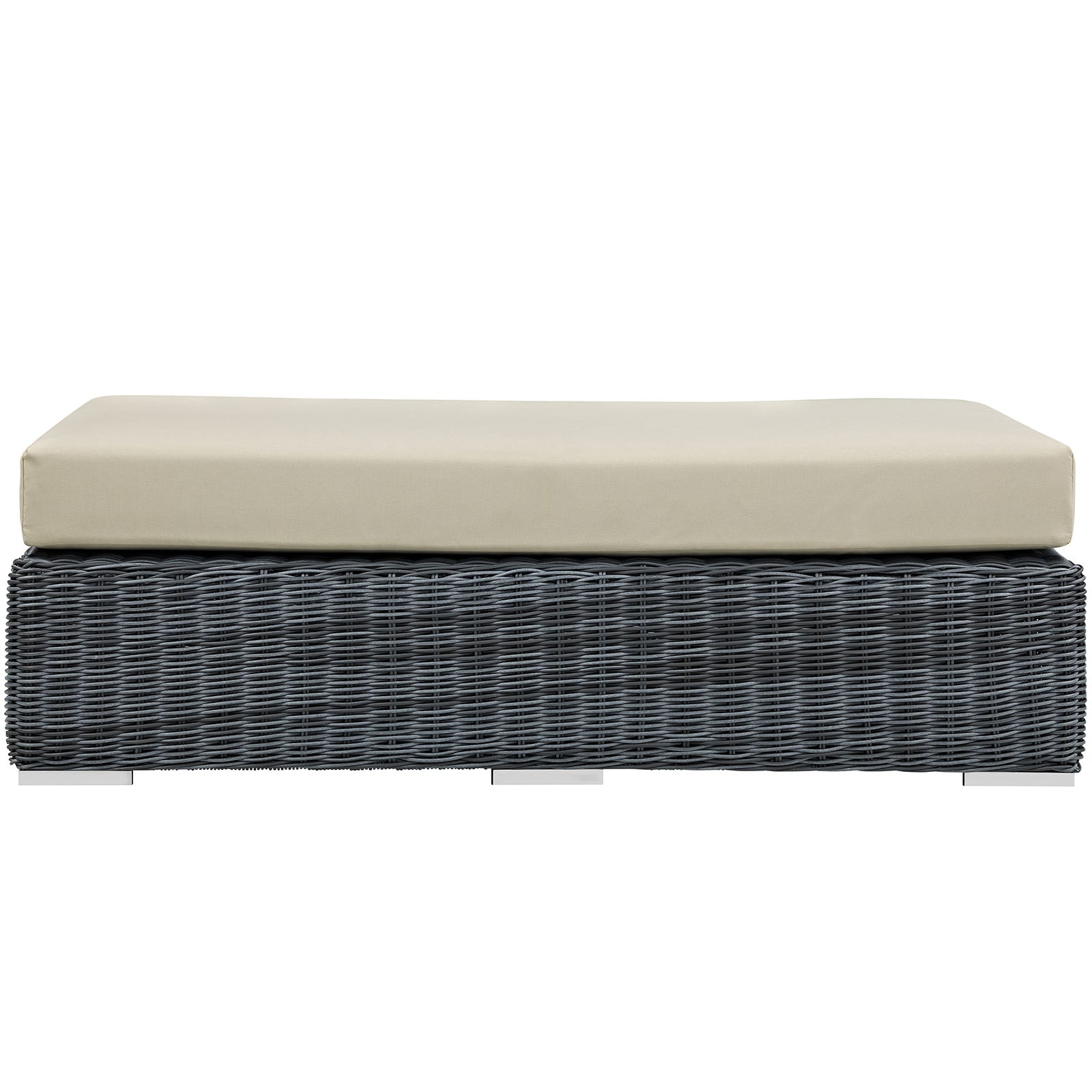 Modway Outdoor Stools & Benches - Summon Outdoor Patio Rectangle Ottoman Canvas Antique Beige