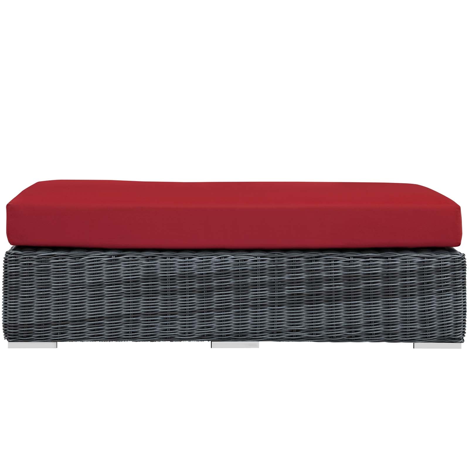 Modway Outdoor Stools & Benches - Summon Outdoor Patio Sunbrella Rectangle Ottoman Canvas Red