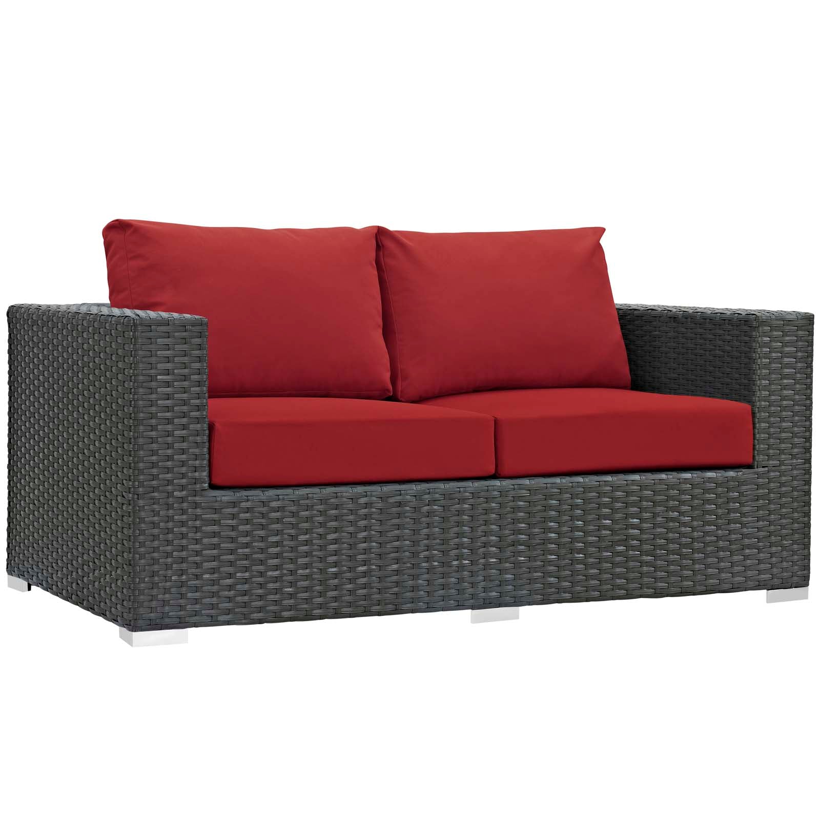 Modway Outdoor Conversation Sets - Sojourn 8 Piece Outdoor Patio Sunbrella Sectional Set Canvas Red