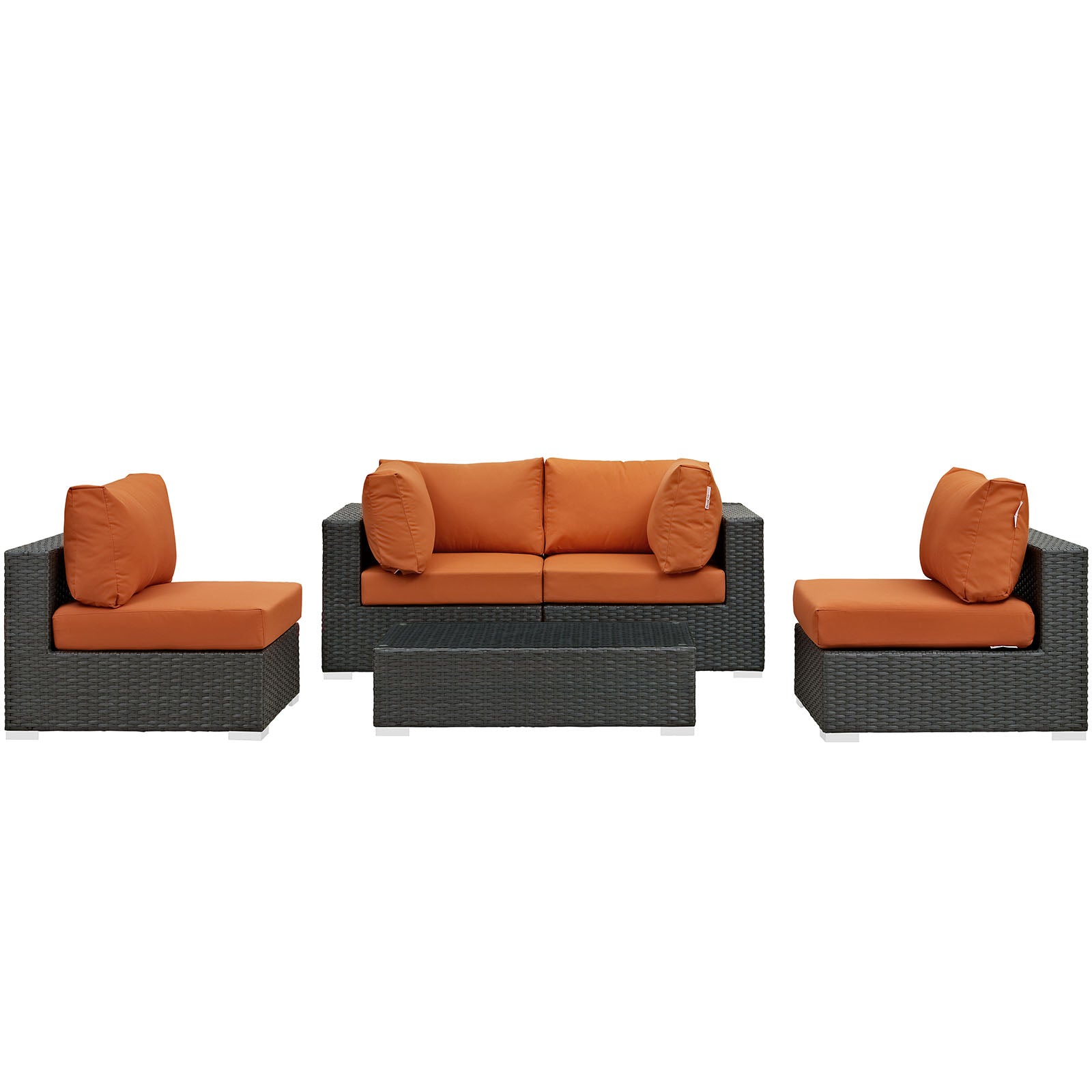 Modway Outdoor Conversation Sets - Sojourn 5 Piece Outdoor Patio Sunbrell Sectional Set Canvas Tuscan