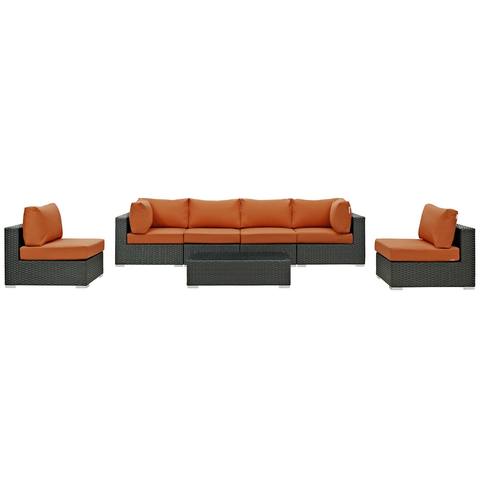 Modway Outdoor Conversation Sets - Sojourn 7 Piece Outdoor Patio Sectional Set Canvas Tuscan