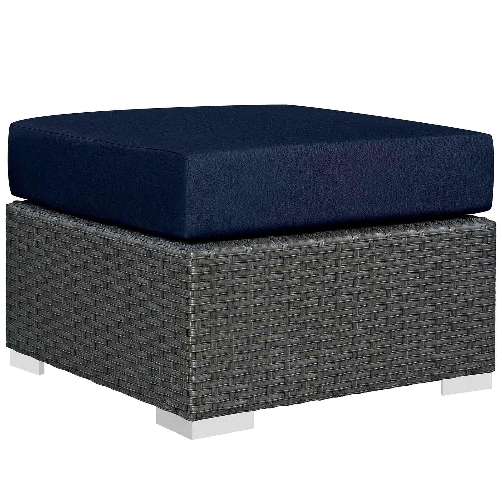 Modway Outdoor Conversation Sets - Sojourn 3 Piece Outdoor Patio Sunbrella Sectional Set Navy