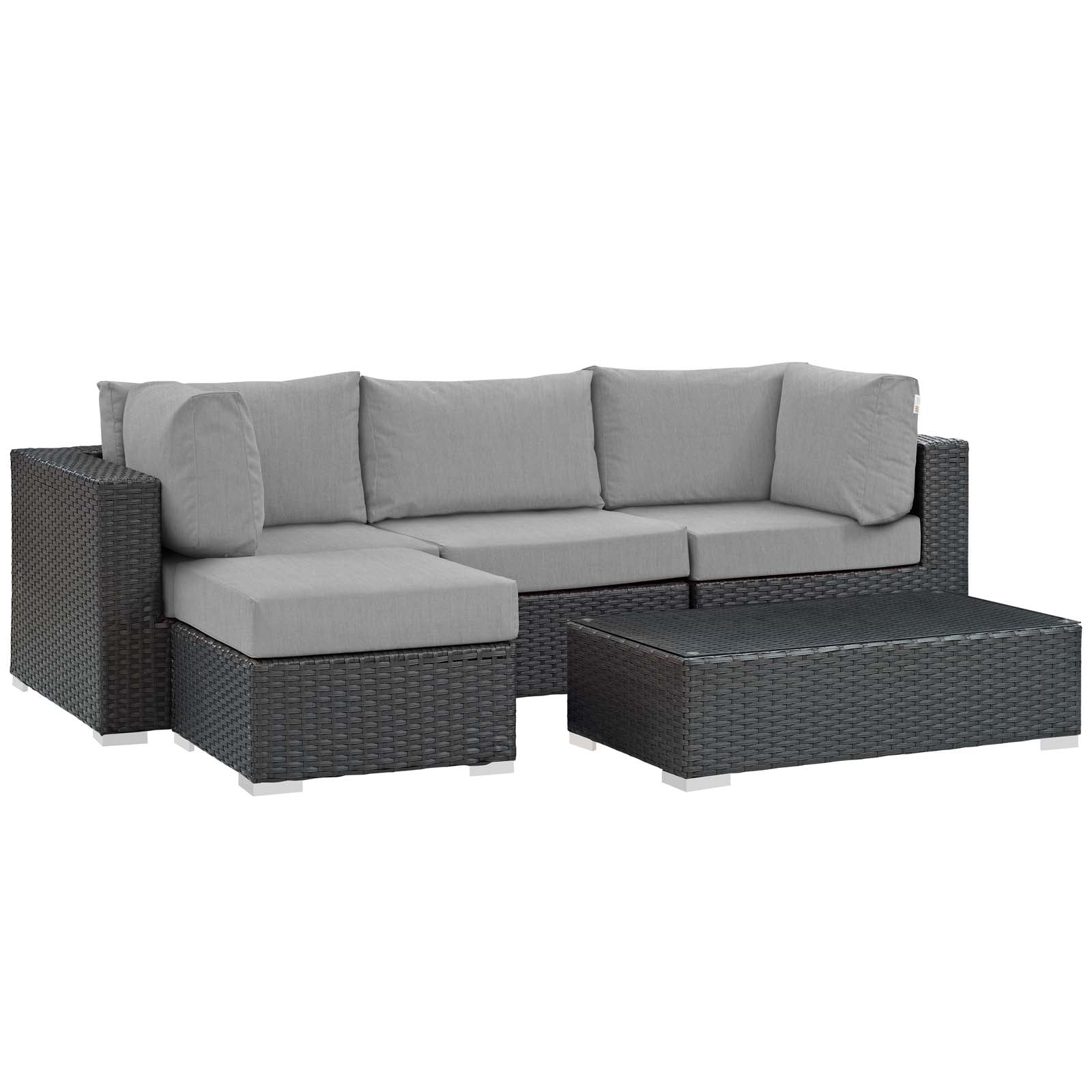 Modway Outdoor Conversation Sets - Sojourn 5 Piece Outdoor Patio Sectional Set Gray
