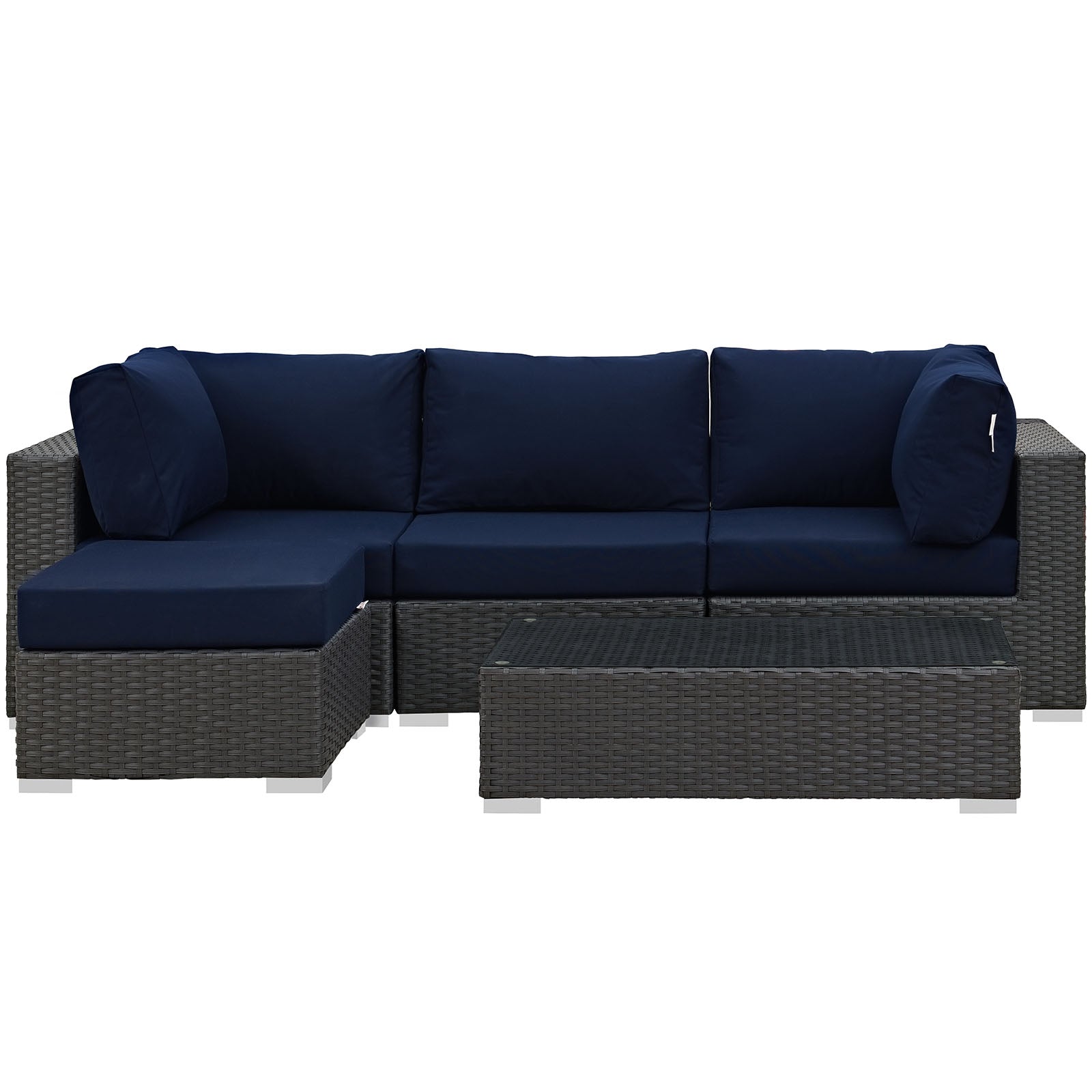 Sojourn 5 Piece Outdoor Patio Sectional Set Navy