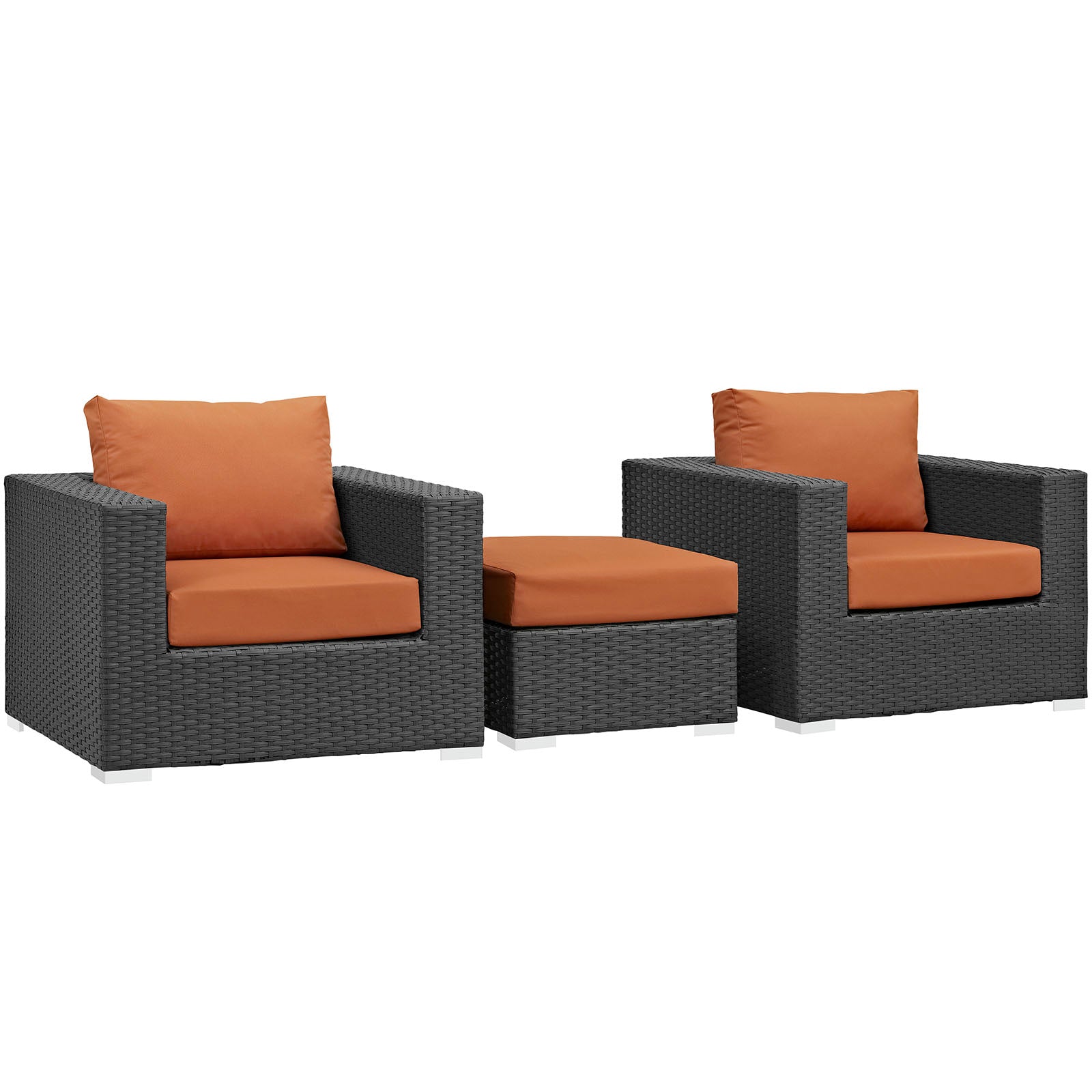 Modway Outdoor Conversation Sets - Sojourn 3 Piece Outdoor Patio Sunbrella Sectional Set Canvas Tuscan