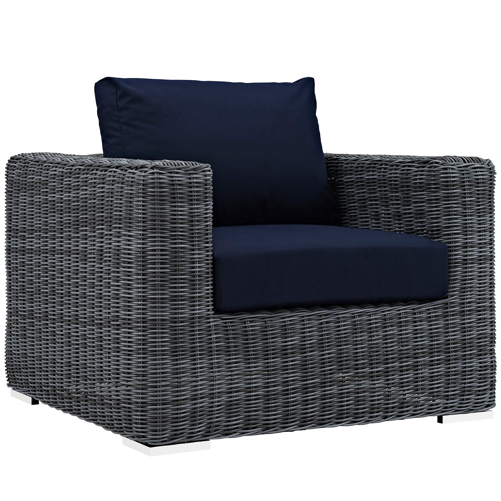 Modway Outdoor Conversation Sets - Summon 7 Piece Outdoor Patio Sectional Set Canvas Navy