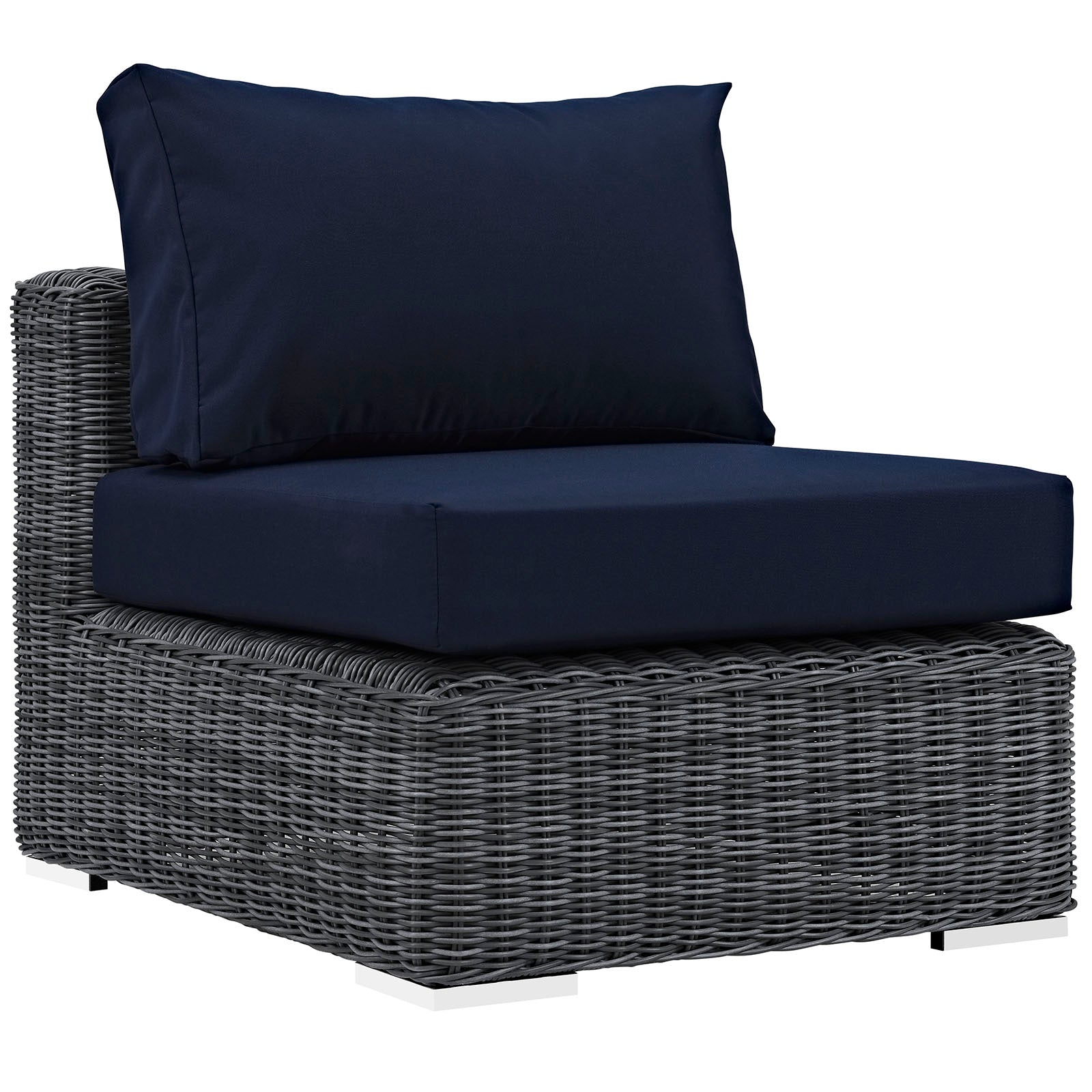 Modway Outdoor Conversation Sets - Summon 7 Piece Outdoor Patio Sectional Set Canvas Navy