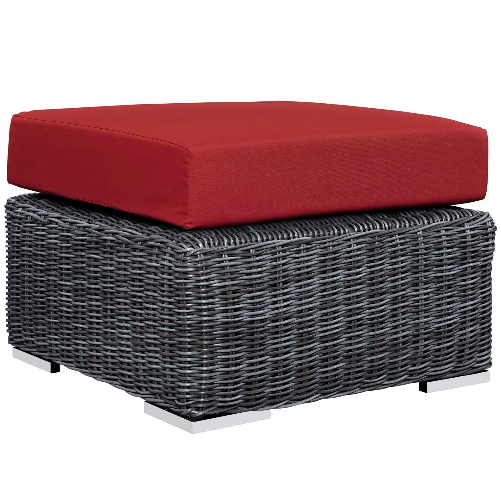 Modway Outdoor Conversation Sets - Summon 5 Piece Outdoor Patio Sectional Set Canvas Red