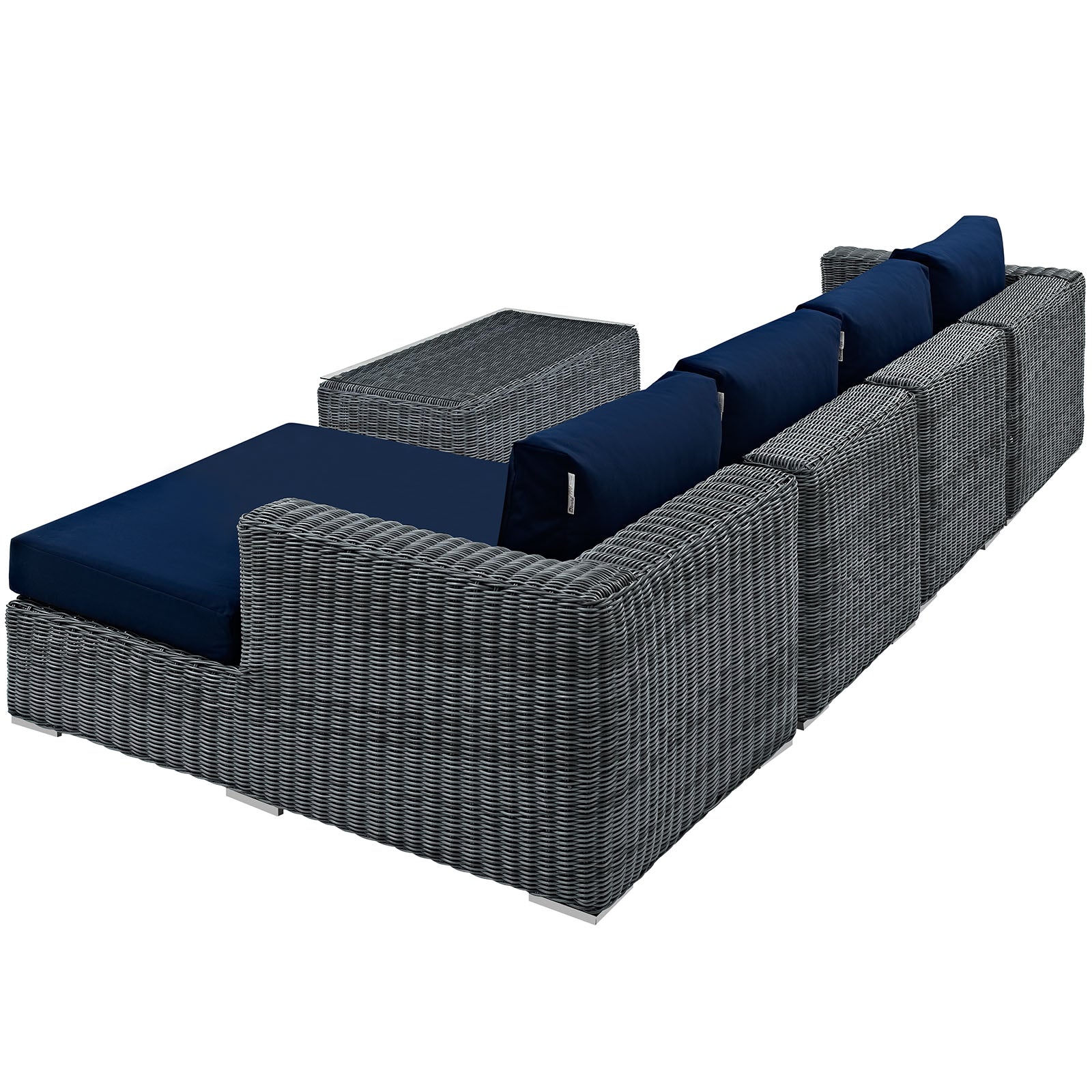 Modway Outdoor Conversation Sets - Summon 5 Piece Outdoor Patio Sectional Set Canvas Navy