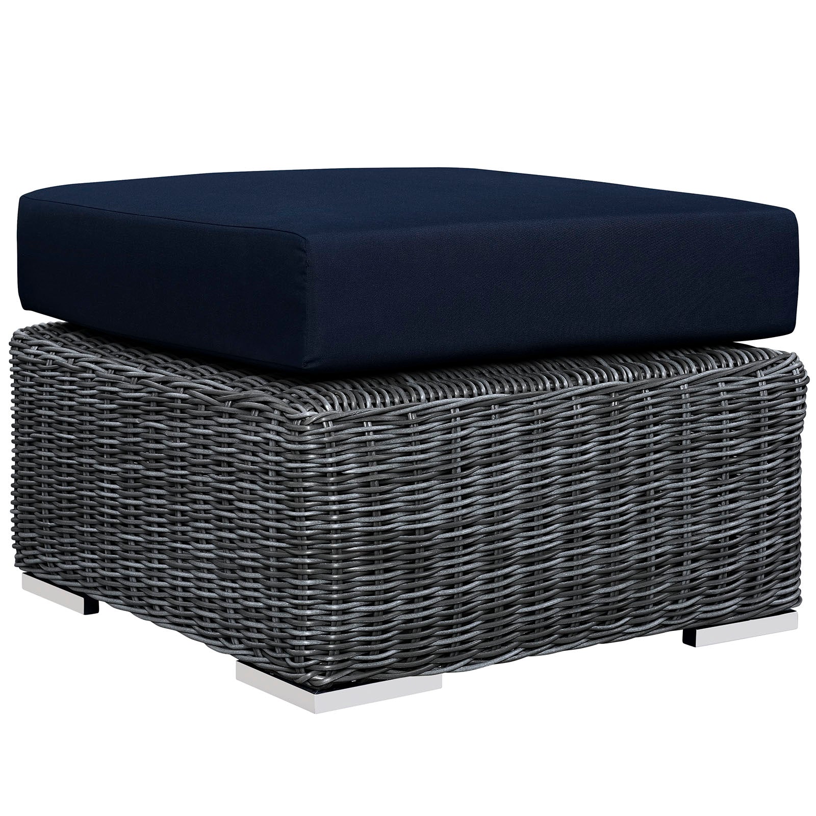 Modway Outdoor Conversation Sets - Summon 5 Piece Outdoor Patio Sunbrella Sectional Set Canvas Navy