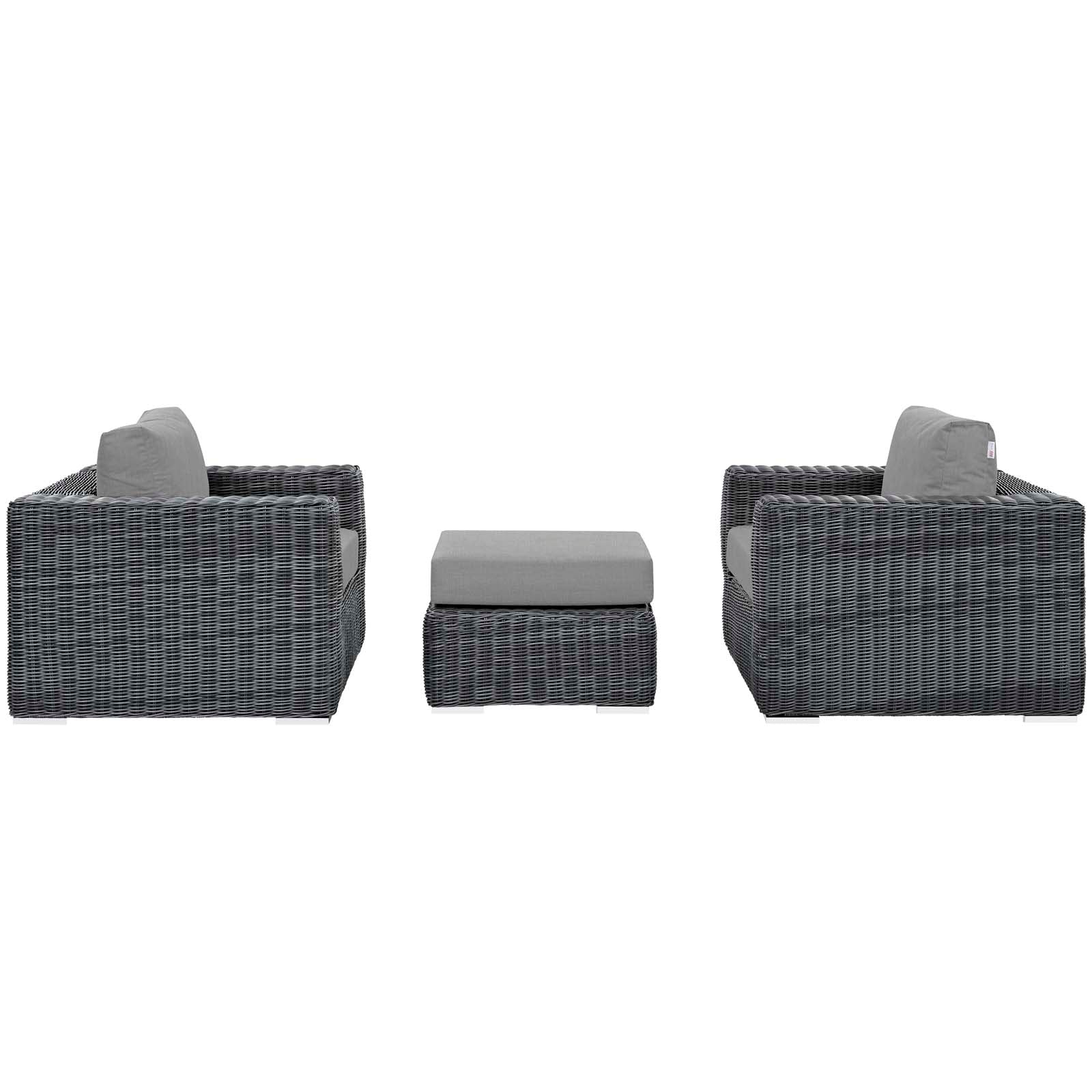 Modway Outdoor Conversation Sets - Summon 3 Piece Outdoor Patio Sunbrella Sectional Set Canvas Gray