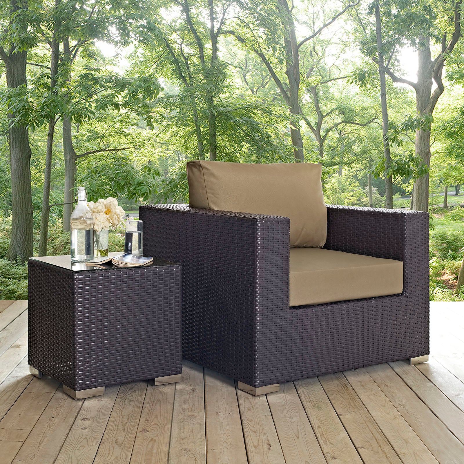 Modway Outdoor Chairs - Convene Armchair Espresso Mocha