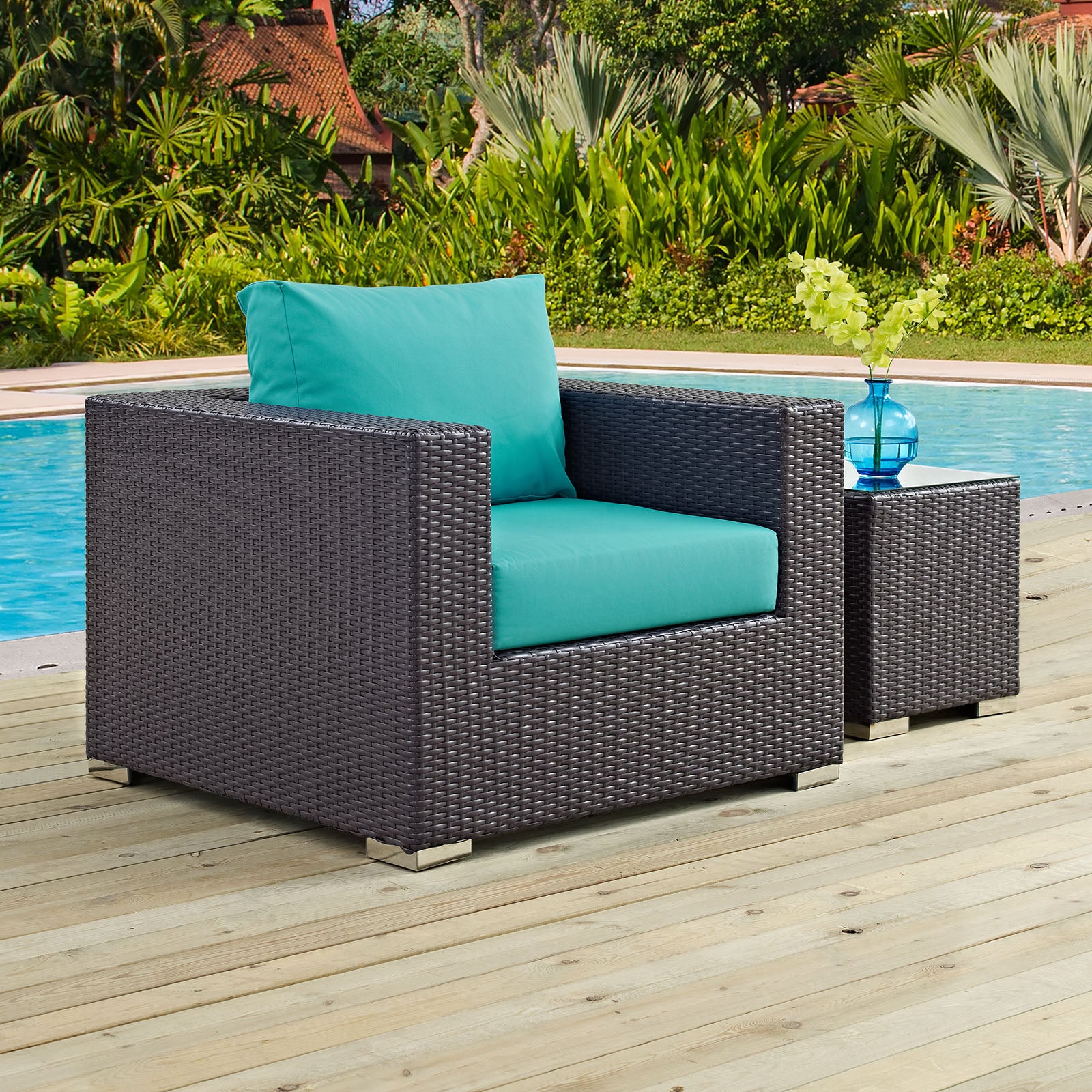 Modway Outdoor Chairs - Convene Outdoor Patio Armchair Turquoise