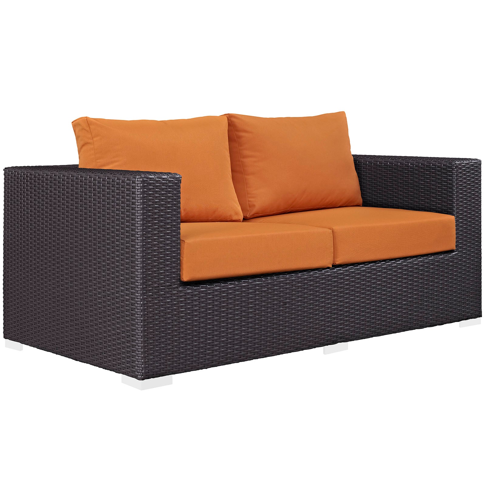 Modway Outdoor Sofas - Convene Outdoor Patio Loveseat Espresso Orange