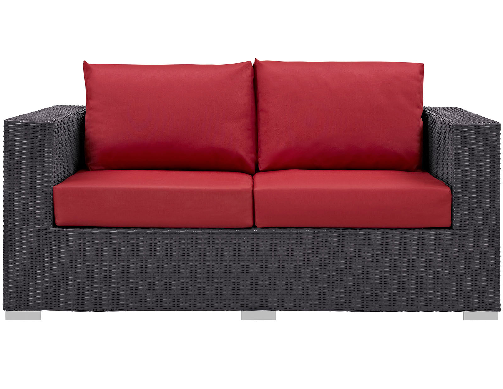 Modway Outdoor Sofas - Convene Outdoor Patio Loveseat Espresso Red