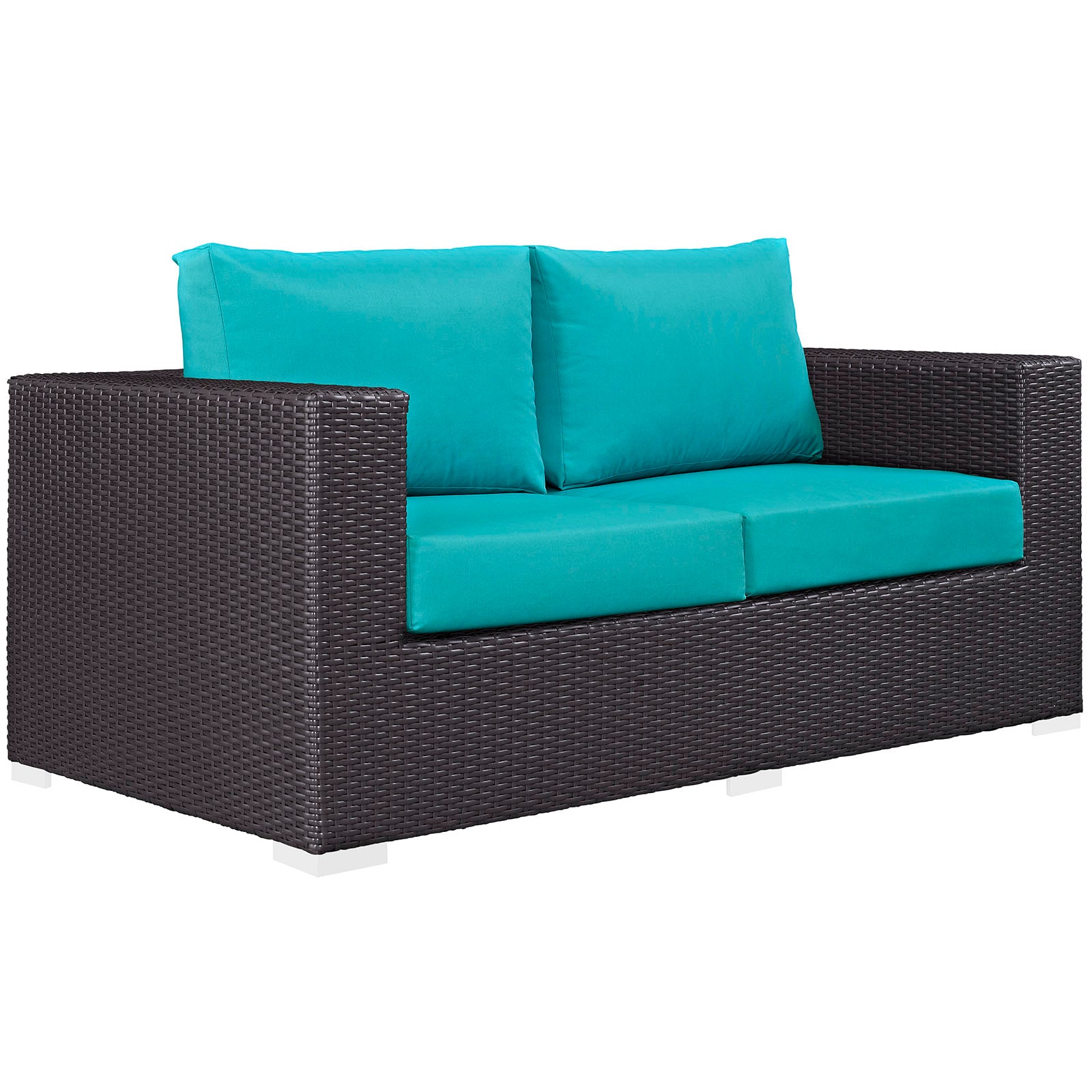 Modway Outdoor Sofas - Convene Outdoor Patio Loveseat Espresso Turquoise