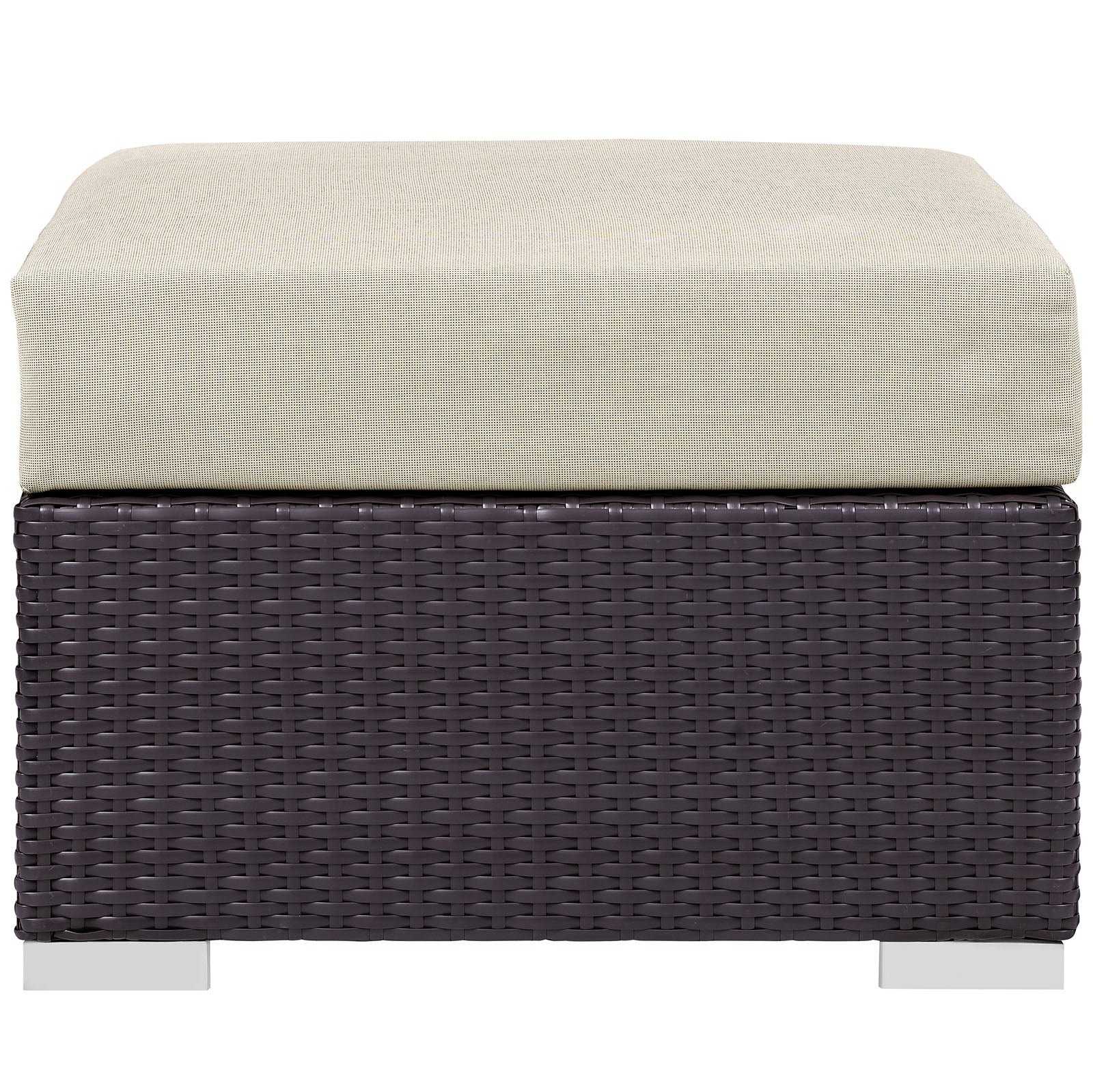 Modway Outdoor Stools & Benches - Convene Outdoor Patio Fabric Square Ottoman Espresso Beige