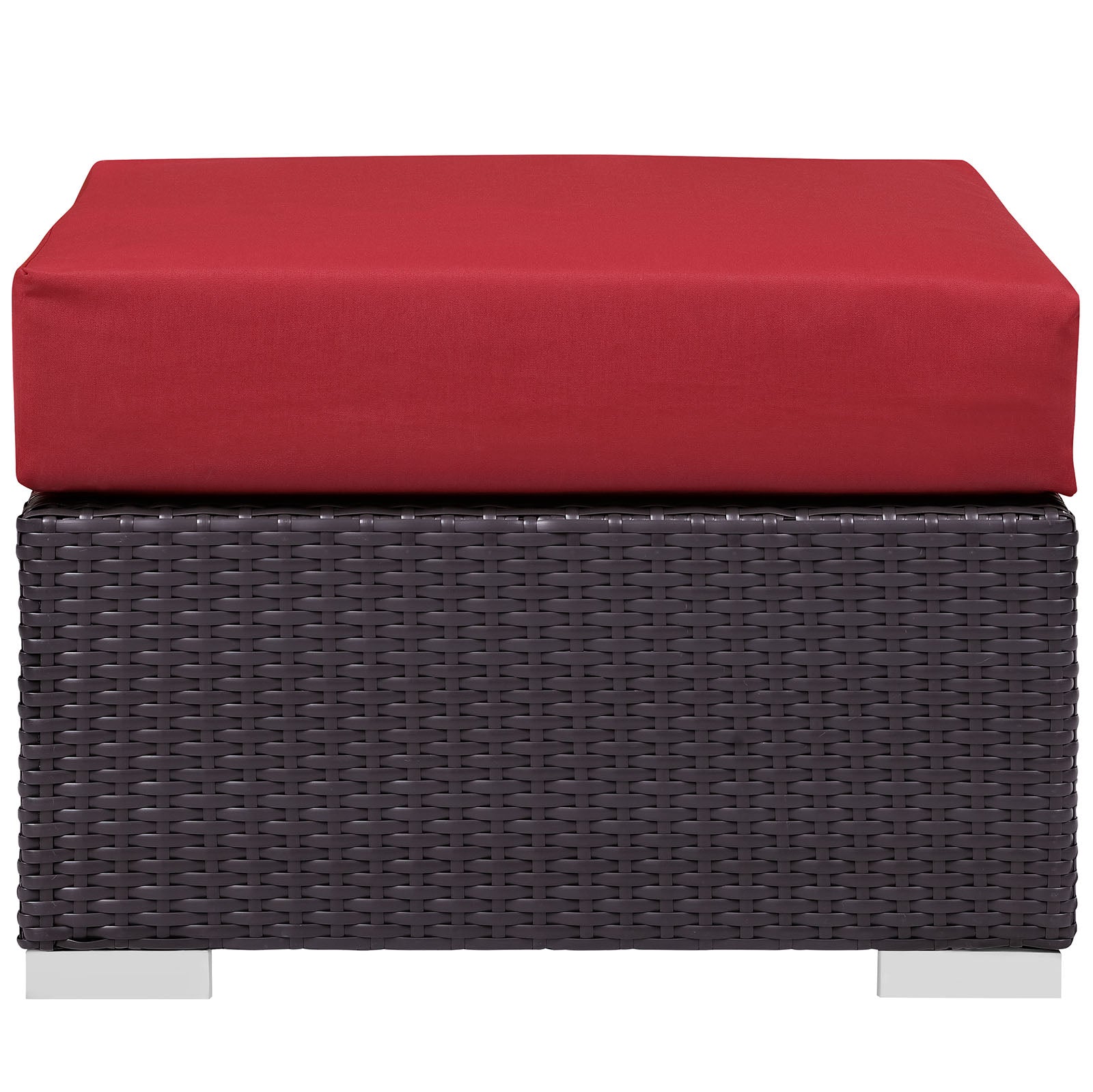 Modway Outdoor Stools & Benches - Convene Outdoor Patio Fabric Square Ottoman Espresso Red