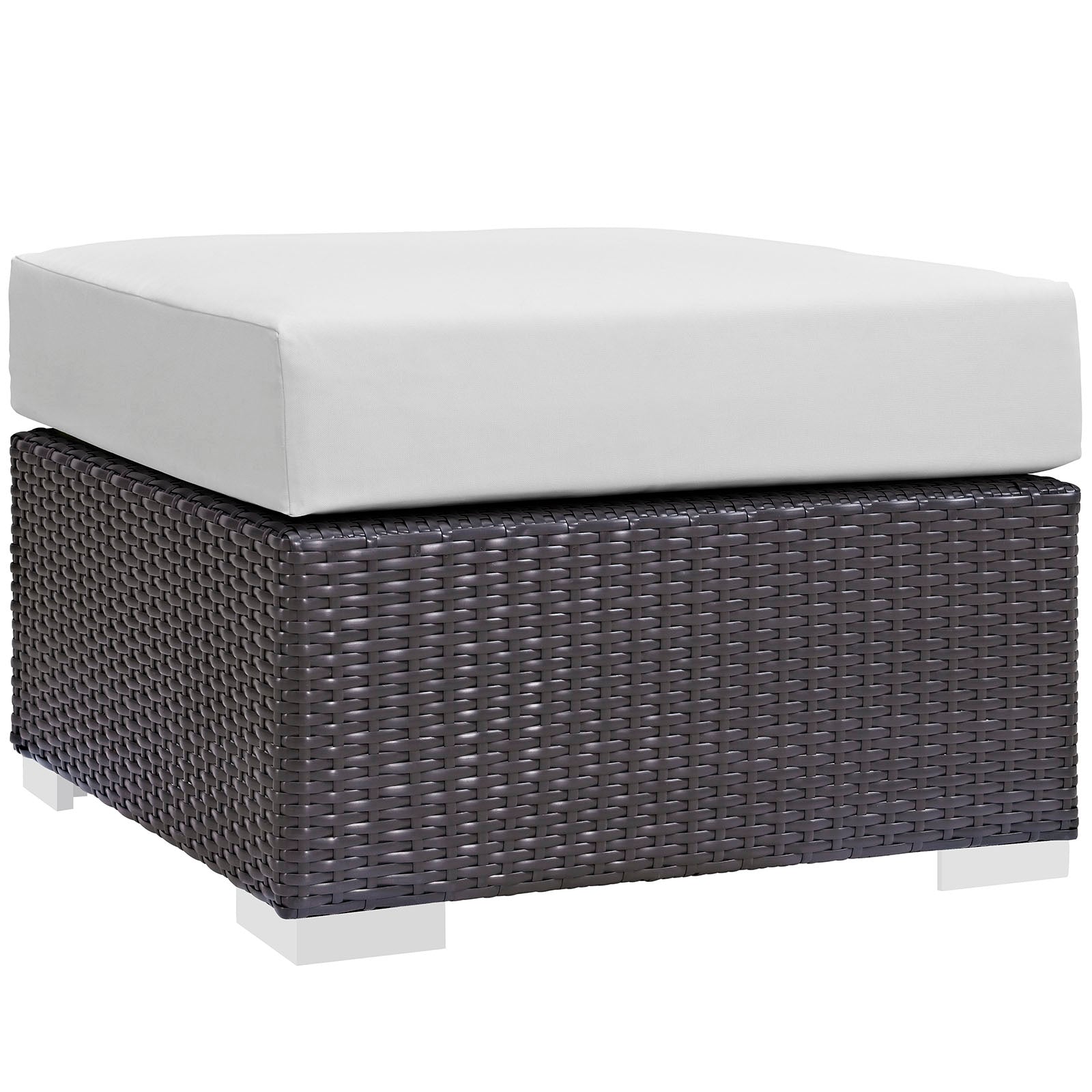 Modway Outdoor Stools & Benches - Convene Outdoor Patio Square Ottoman Espresso & White