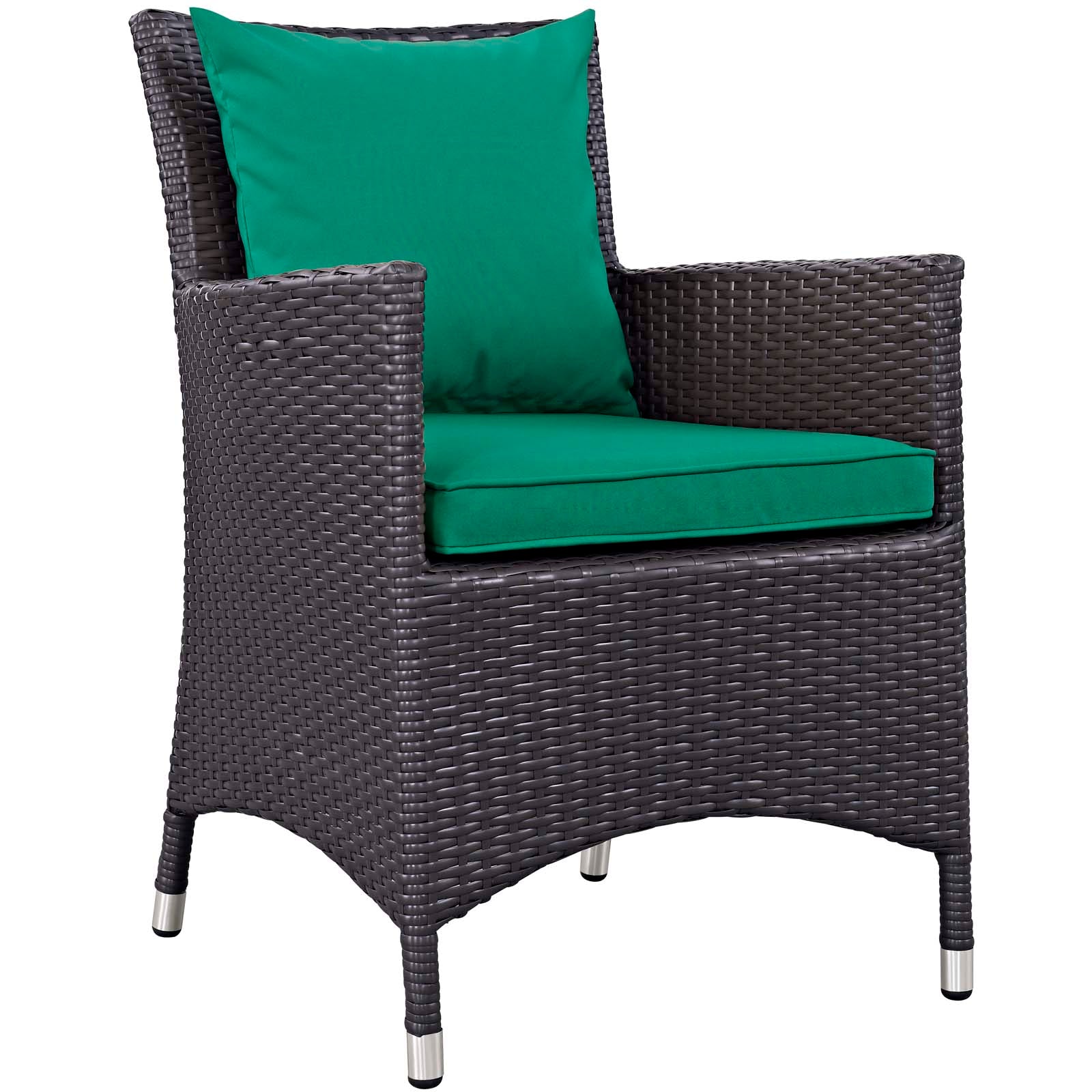 Modway Outdoor Dining Chairs - Convene Dining Outdoor Patio Armchair Espresso Green