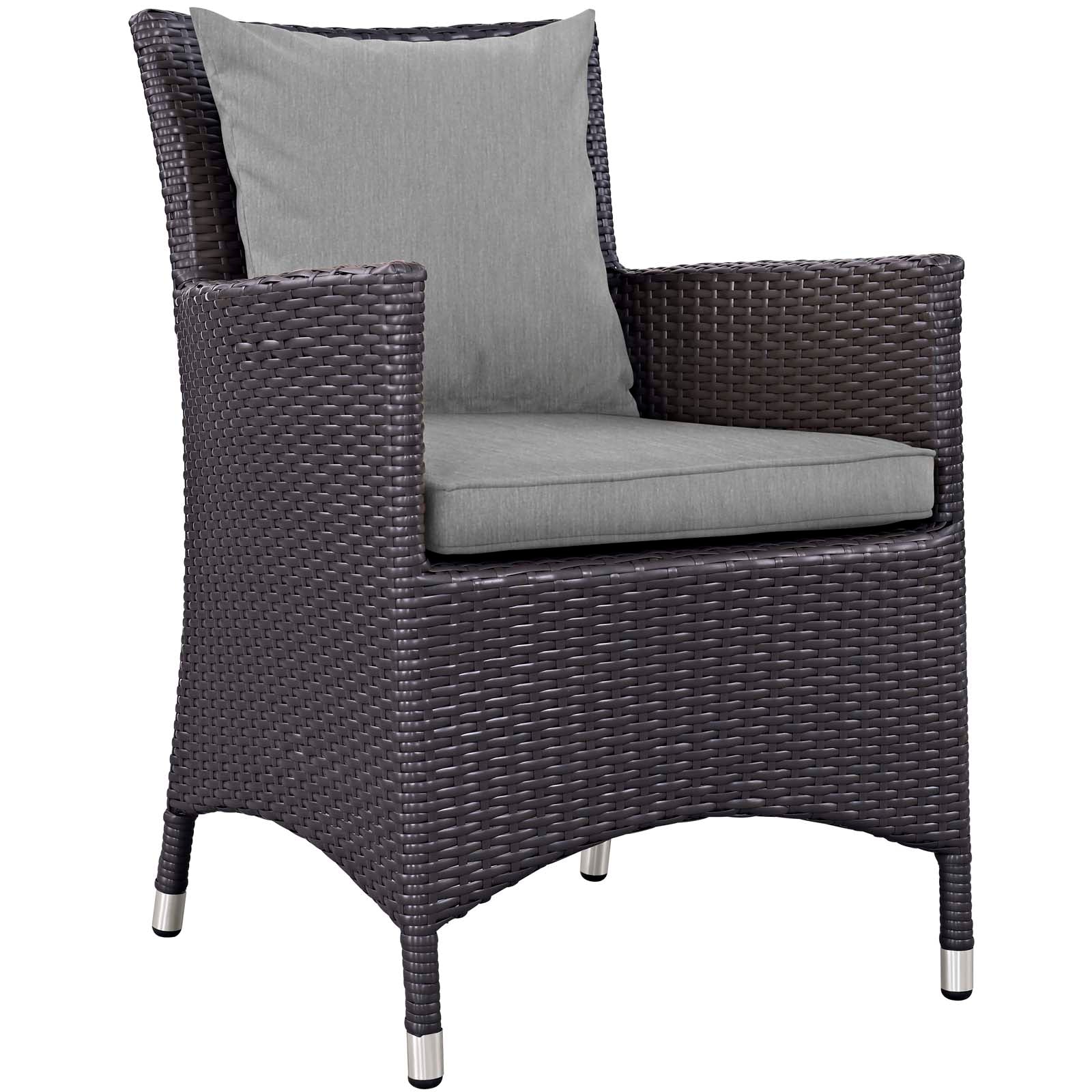 Modway Outdoor Dining Chairs - Convene Dining Outdoor Patio Armchair Espresso Gray