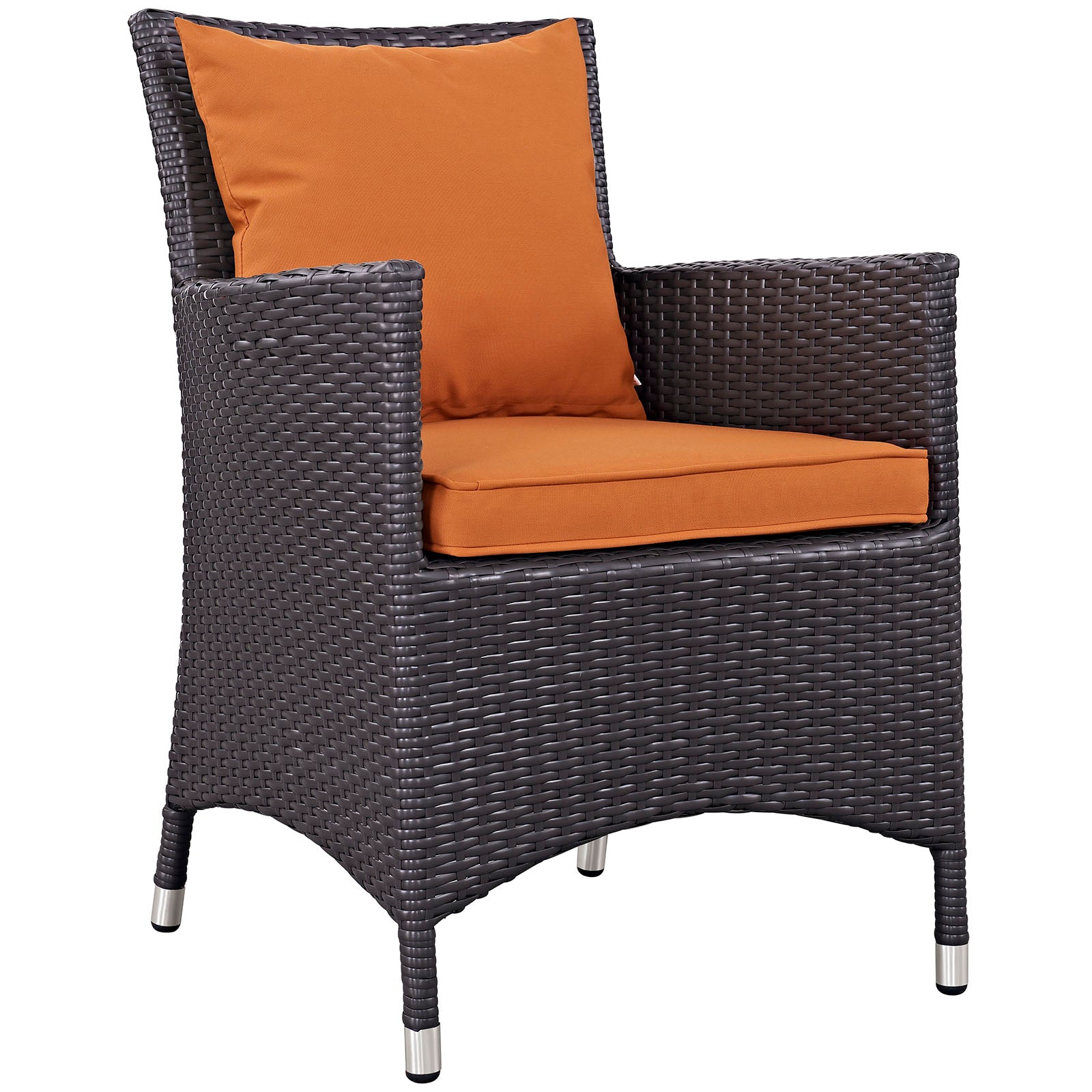 Modway Outdoor Dining Chairs - Convene Dining Outdoor Patio Armchair Espresso Orange