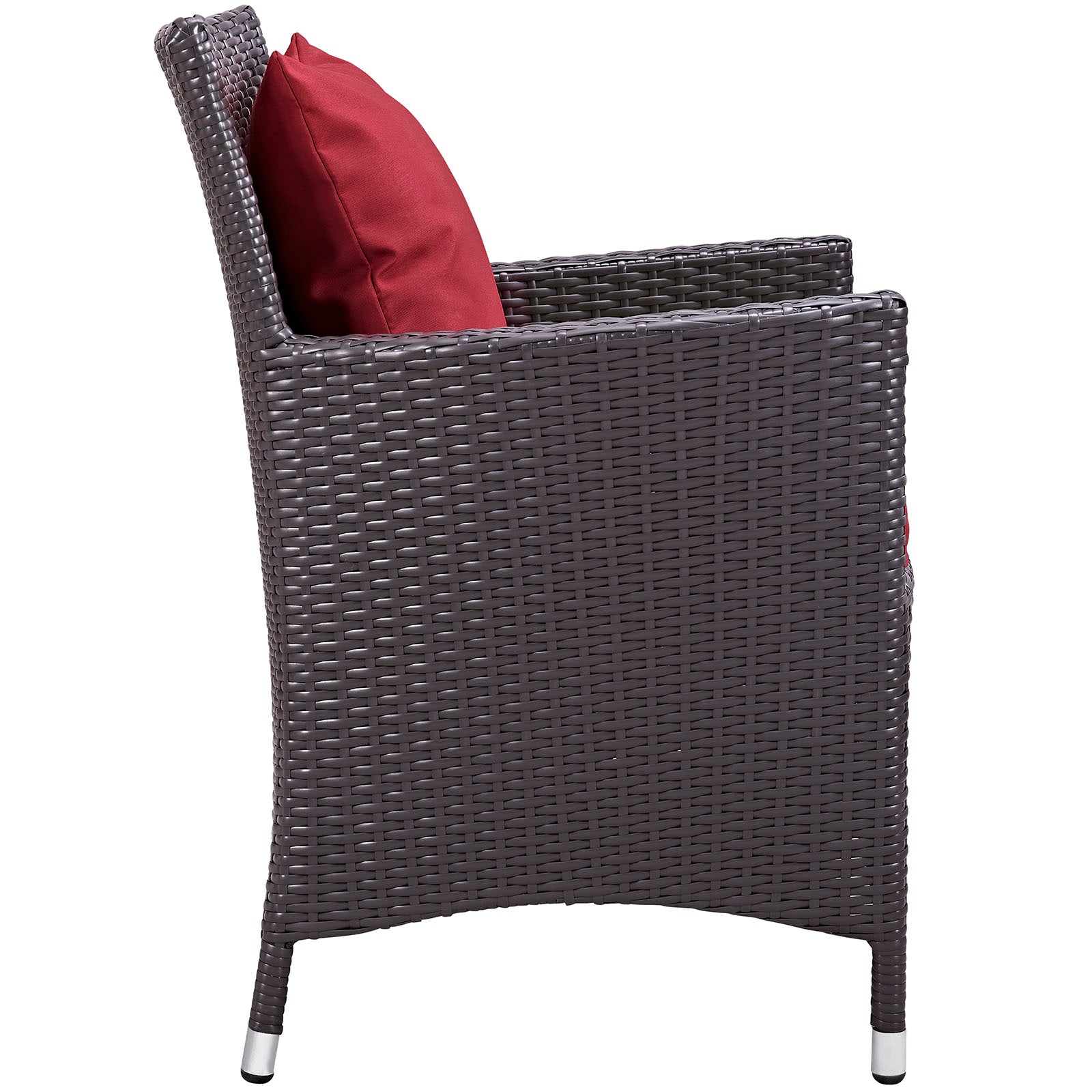 Modway Outdoor Dining Chairs - Convene Dining Outdoor Patio Armchair Espresso Red