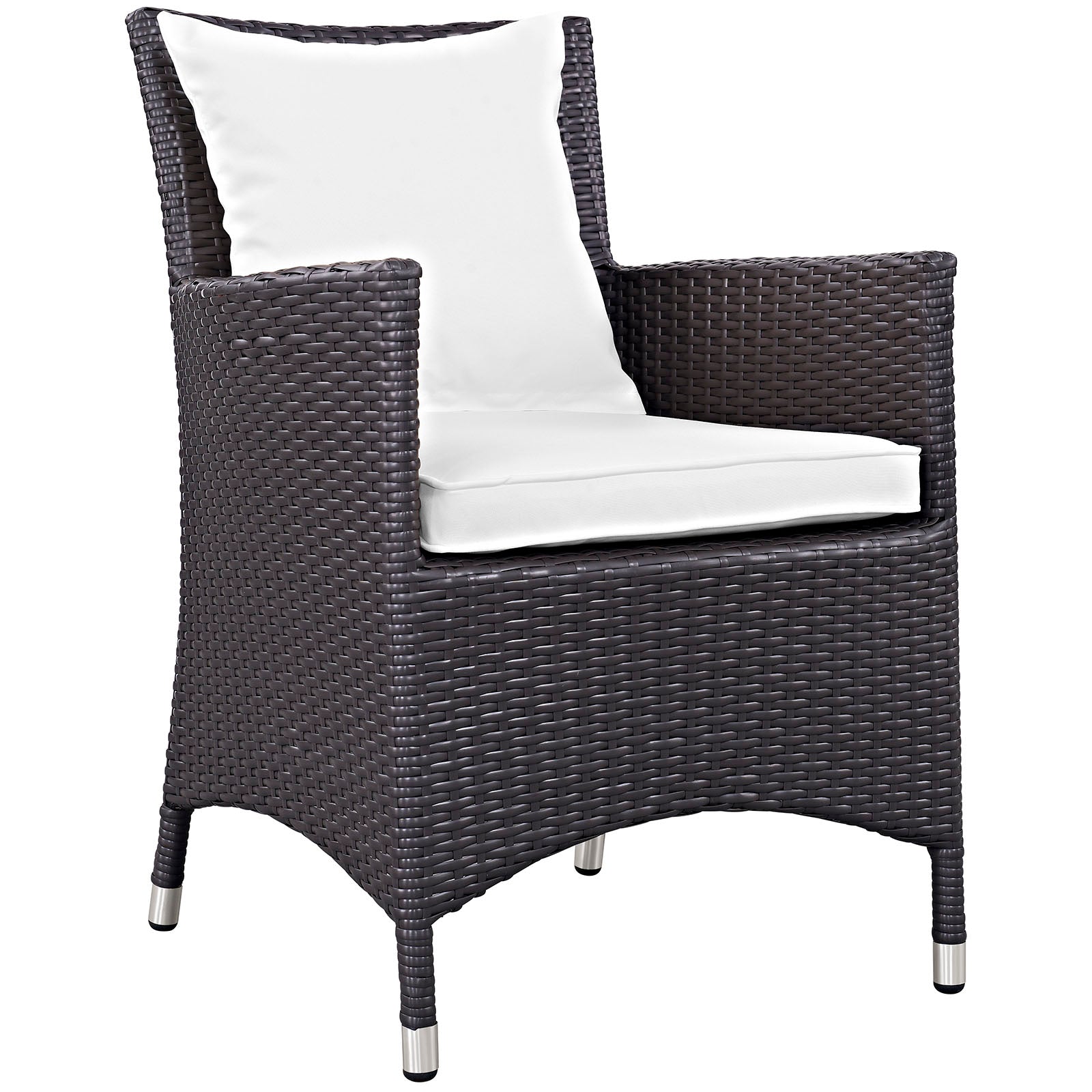 Modway Outdoor Dining Chairs - Convene Dining Outdoor Patio Armchair Espresso White