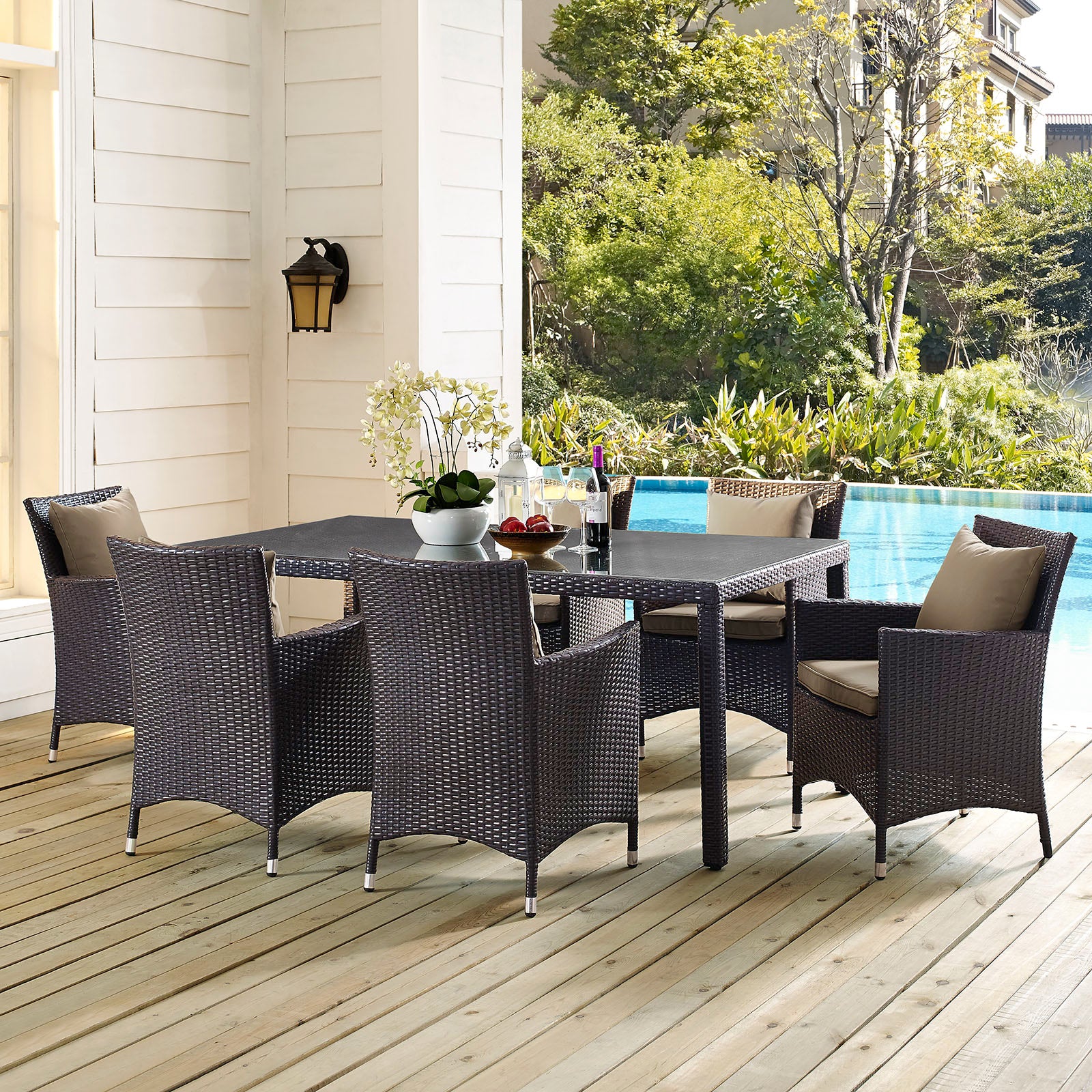 Modway Outdoor Dining Tables - Convene 70" Outdoor Dining Table Espresso