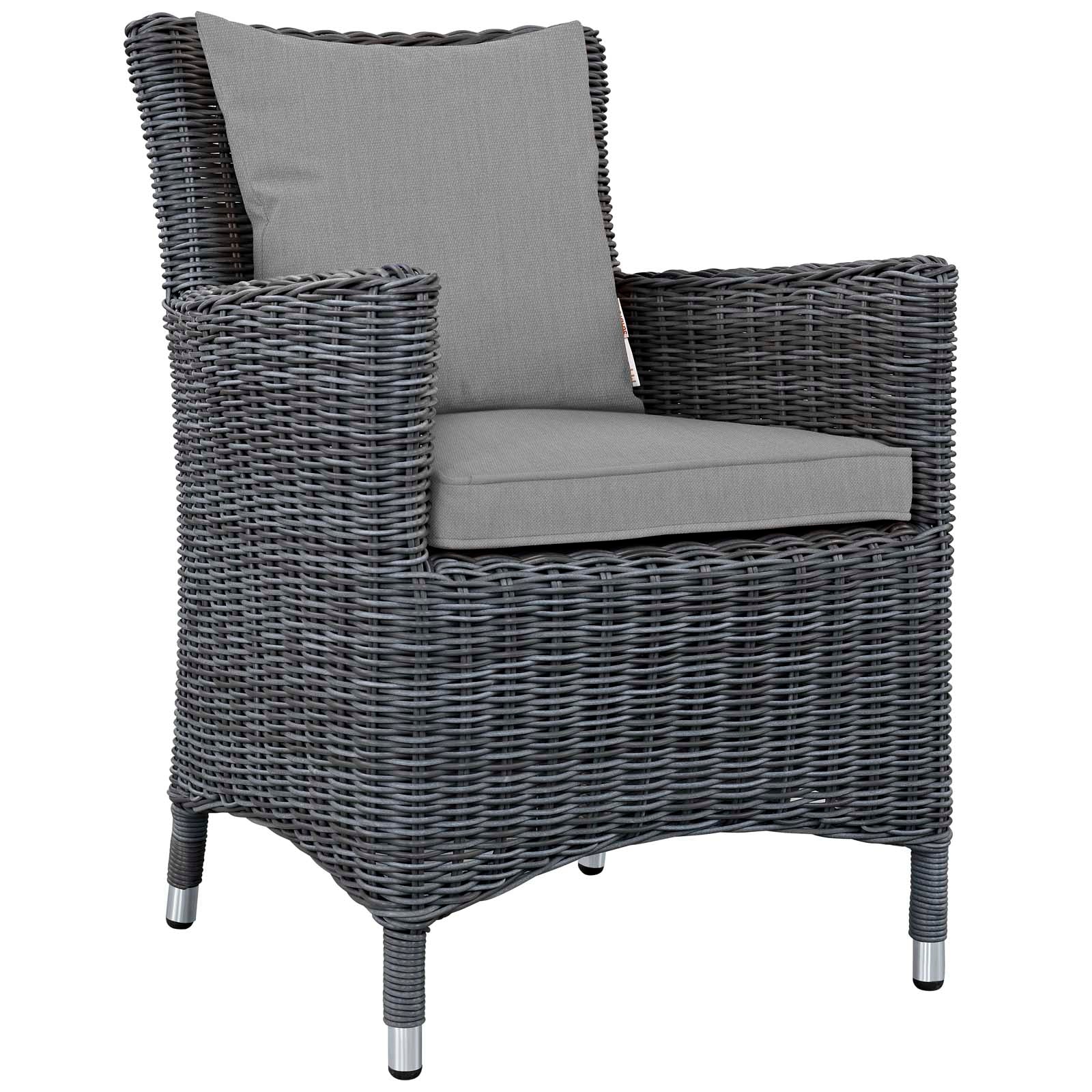 Modway Outdoor Dining Chairs - Summon Dining Outdoor Patio Sunbrella Armchair Canvas Gray