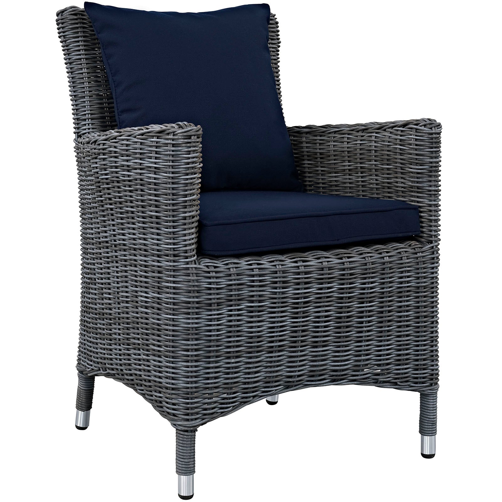 Modway Outdoor Dining Chairs - Summon Dining Armchair Canvas Navy