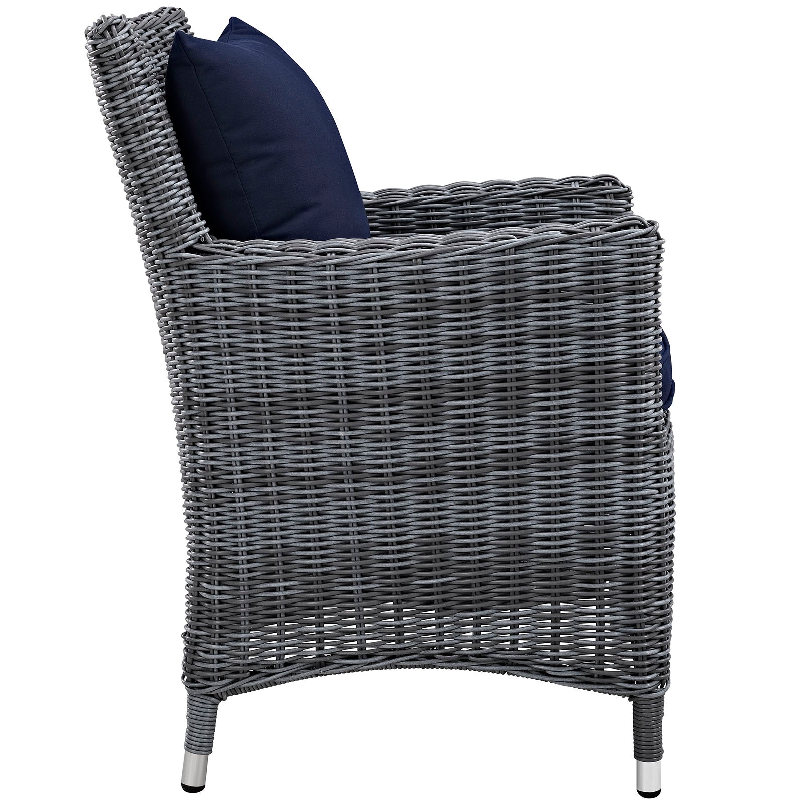 Modway Outdoor Dining Chairs - Summon Dining Armchair Canvas Navy