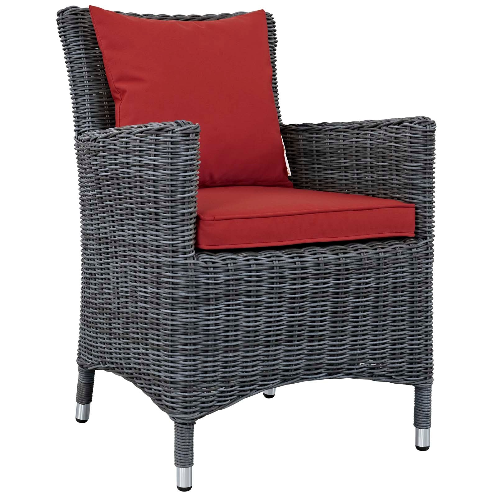 Modway Outdoor Dining Chairs - Summon Dining Outdoor Patio Sunbrella Armchair Canvas Red