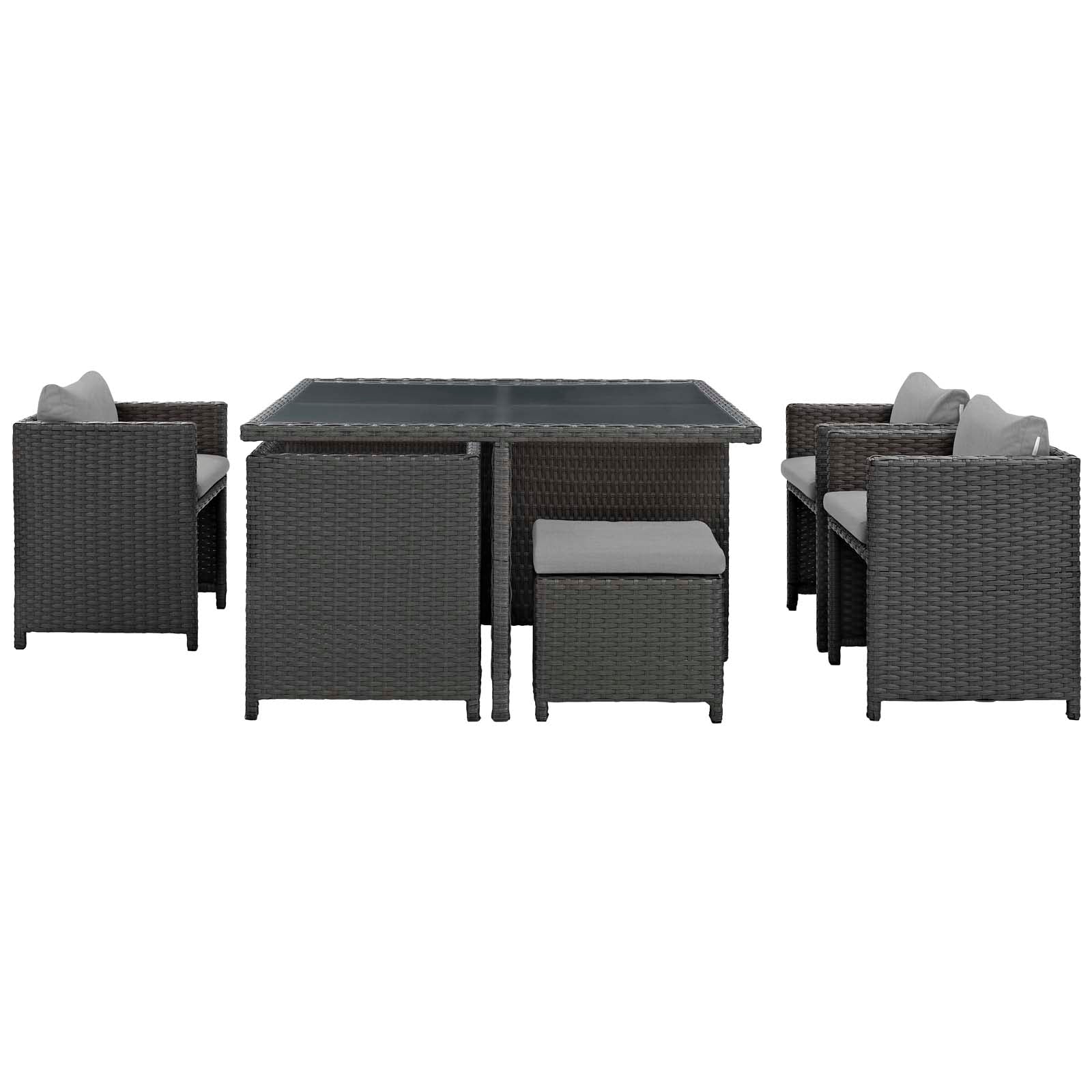 Modway Outdoor Dining Sets - Sojourn 9 Piece Outdoor Patio Dining Set Canvas Gray