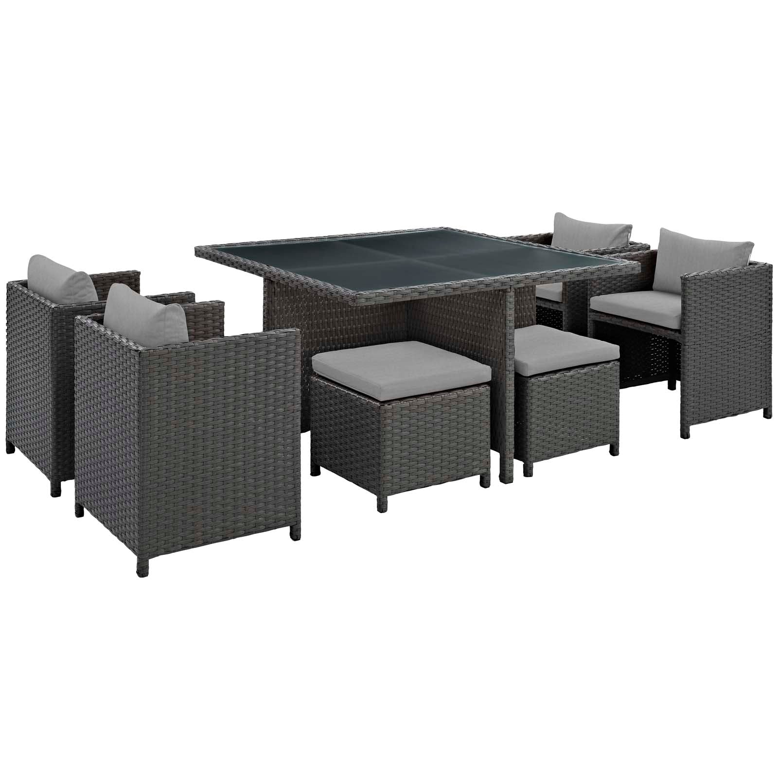 Sojourn 9 Piece Outdoor Patio Dining Set Canvas Gray