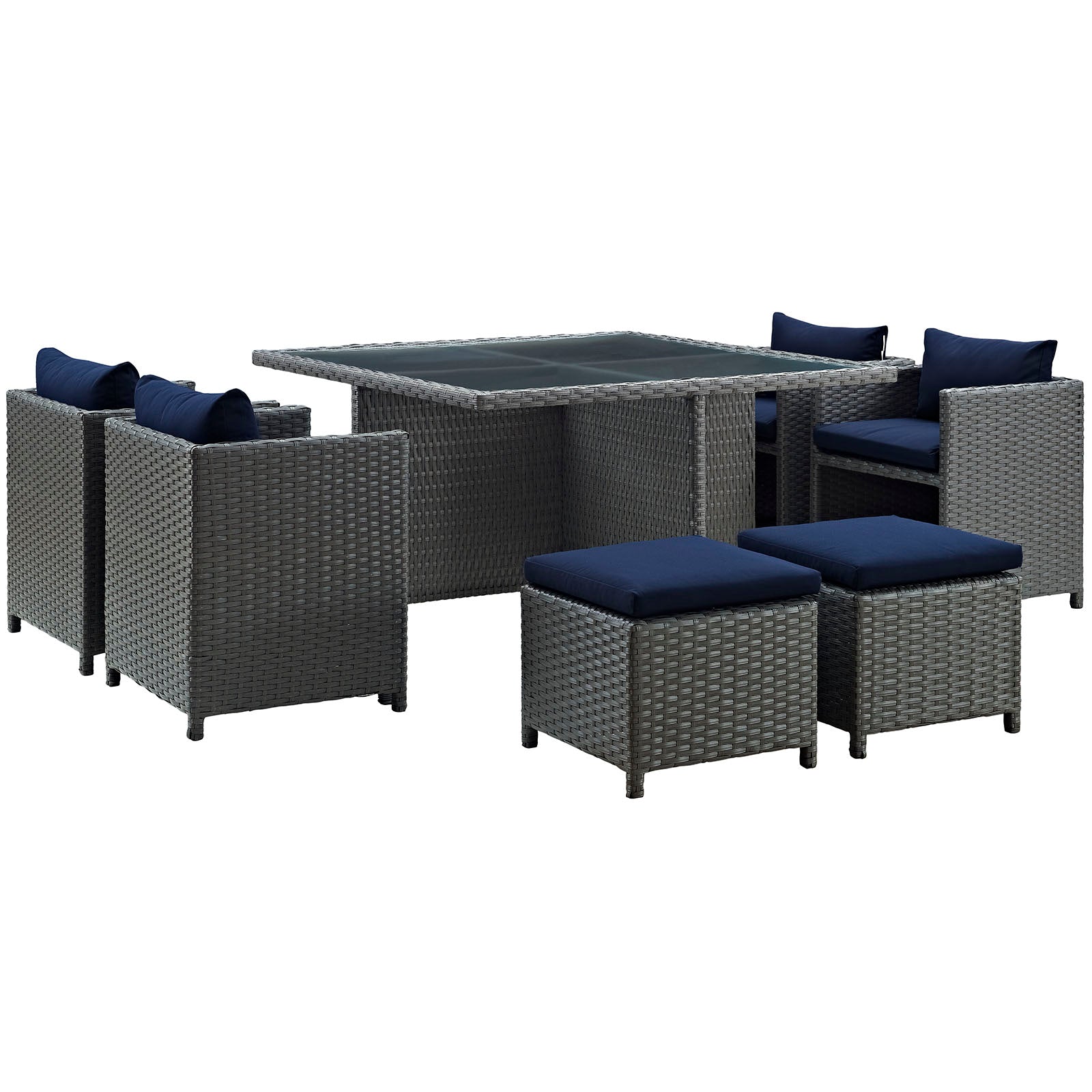 Modway Outdoor Dining Sets - Sojourn 9 Piece Outdoor Patio Dining Set Canvas Navy