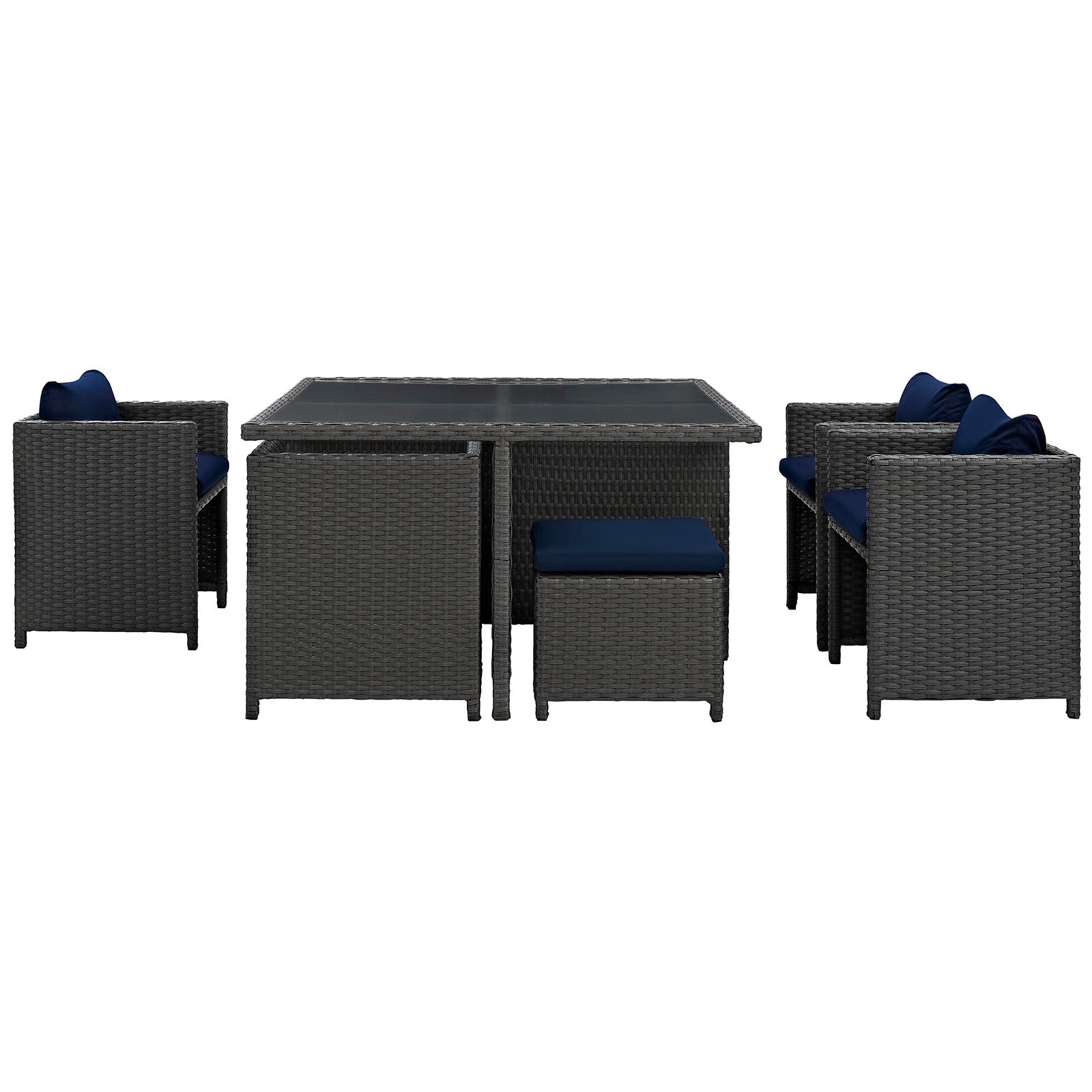 Modway Outdoor Dining Sets - Sojourn 9 Piece Outdoor Patio Dining Set Canvas Navy