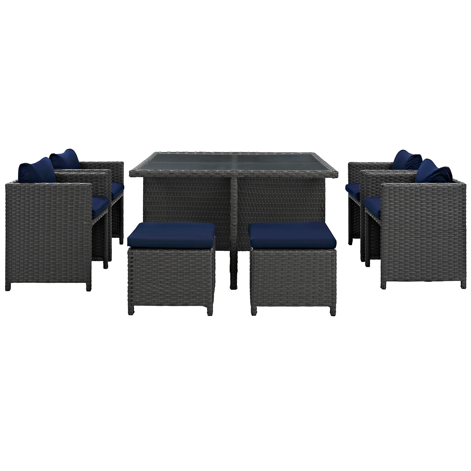 Modway Outdoor Dining Sets - Sojourn 9 Piece Outdoor Patio Dining Set Canvas Navy