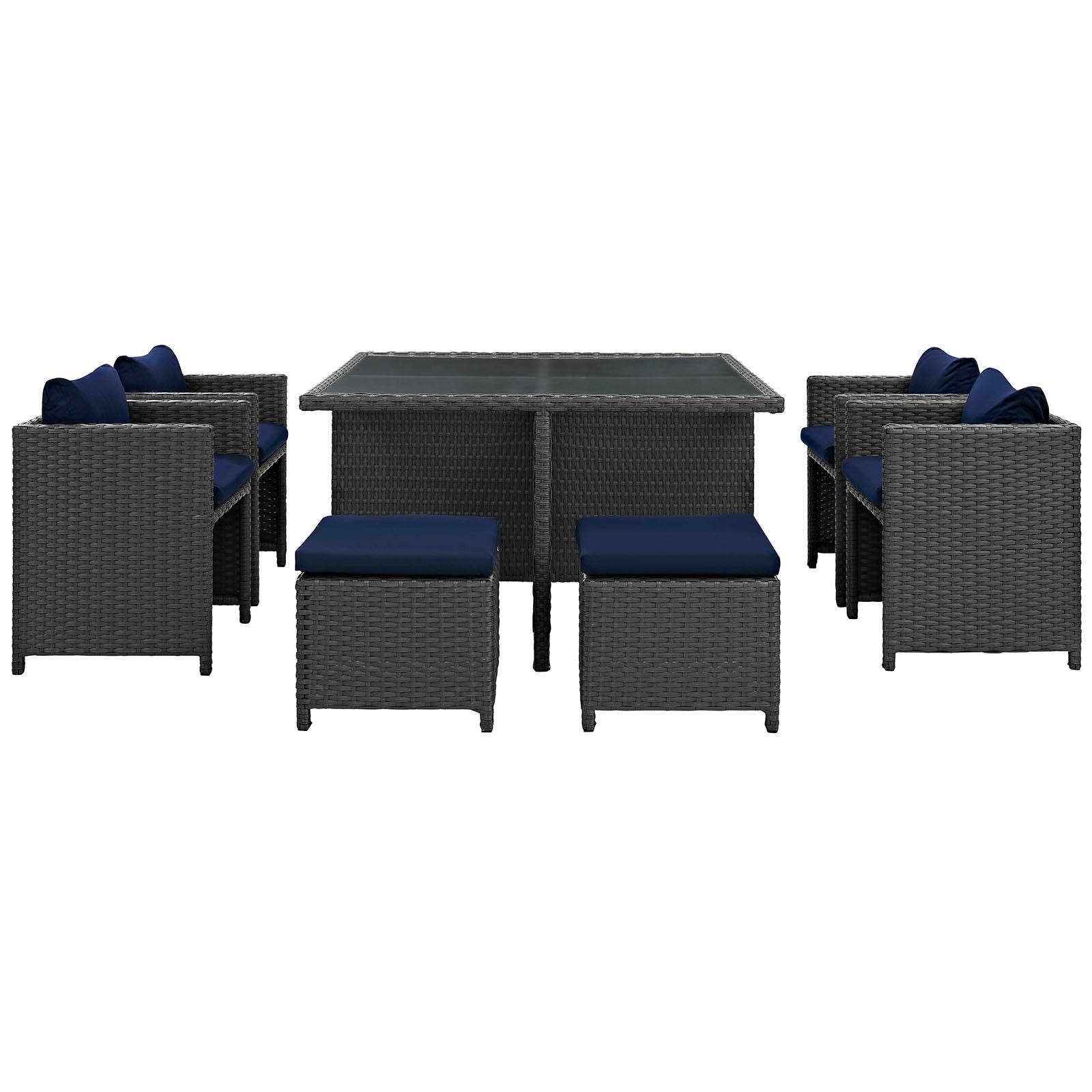 Modway Outdoor Dining Sets - Sojourn 9 Piece Outdoor Patio Dining Set Canvas Navy