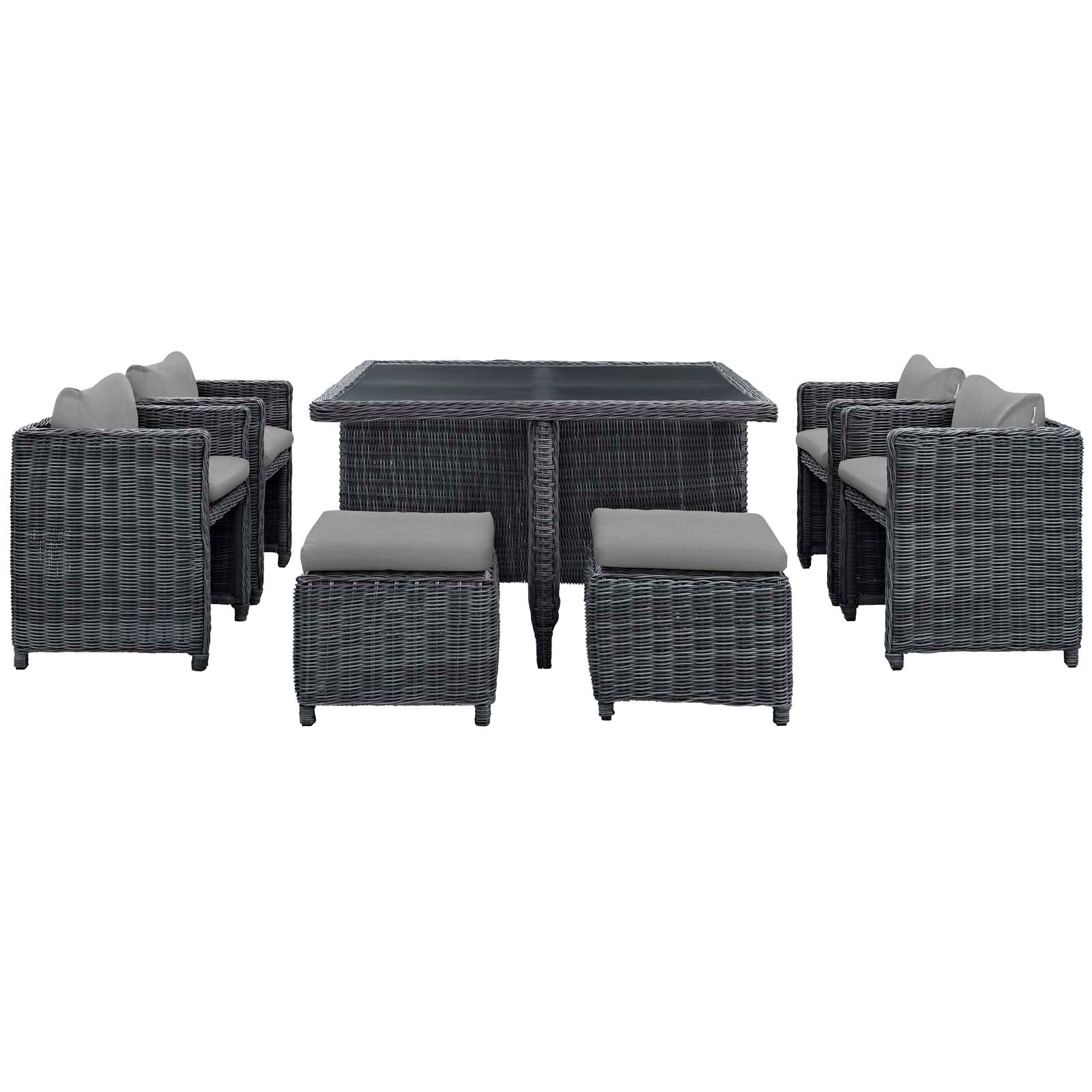 Modway Outdoor Dining Sets - Summon 9 Piece Outdoor Patio Sunbrella Dining Set Canvas Gray